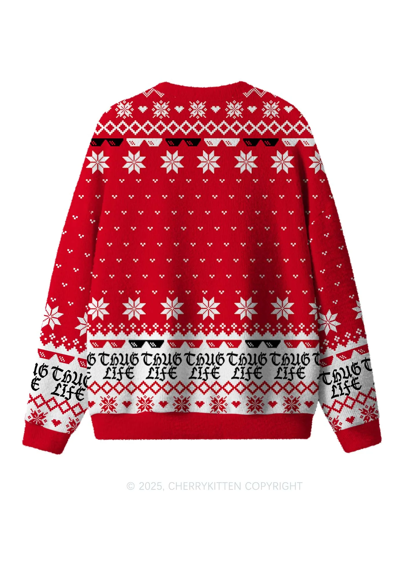 Thug Life Y2K Christmas Knit Sweatshirt Cherrykitten - Image 2