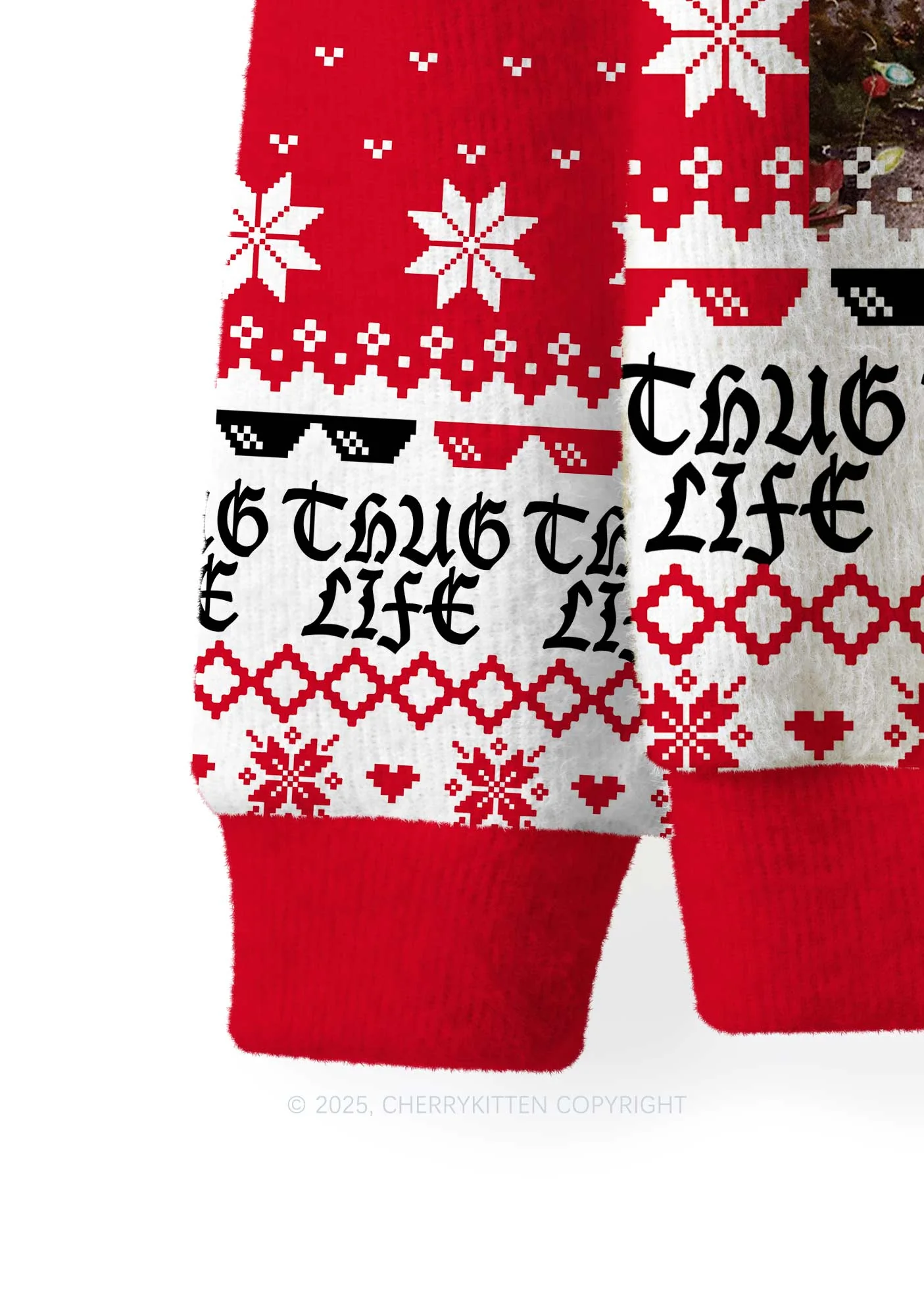 Thug Life Y2K Christmas Knit Sweatshirt Cherrykitten - Image 4