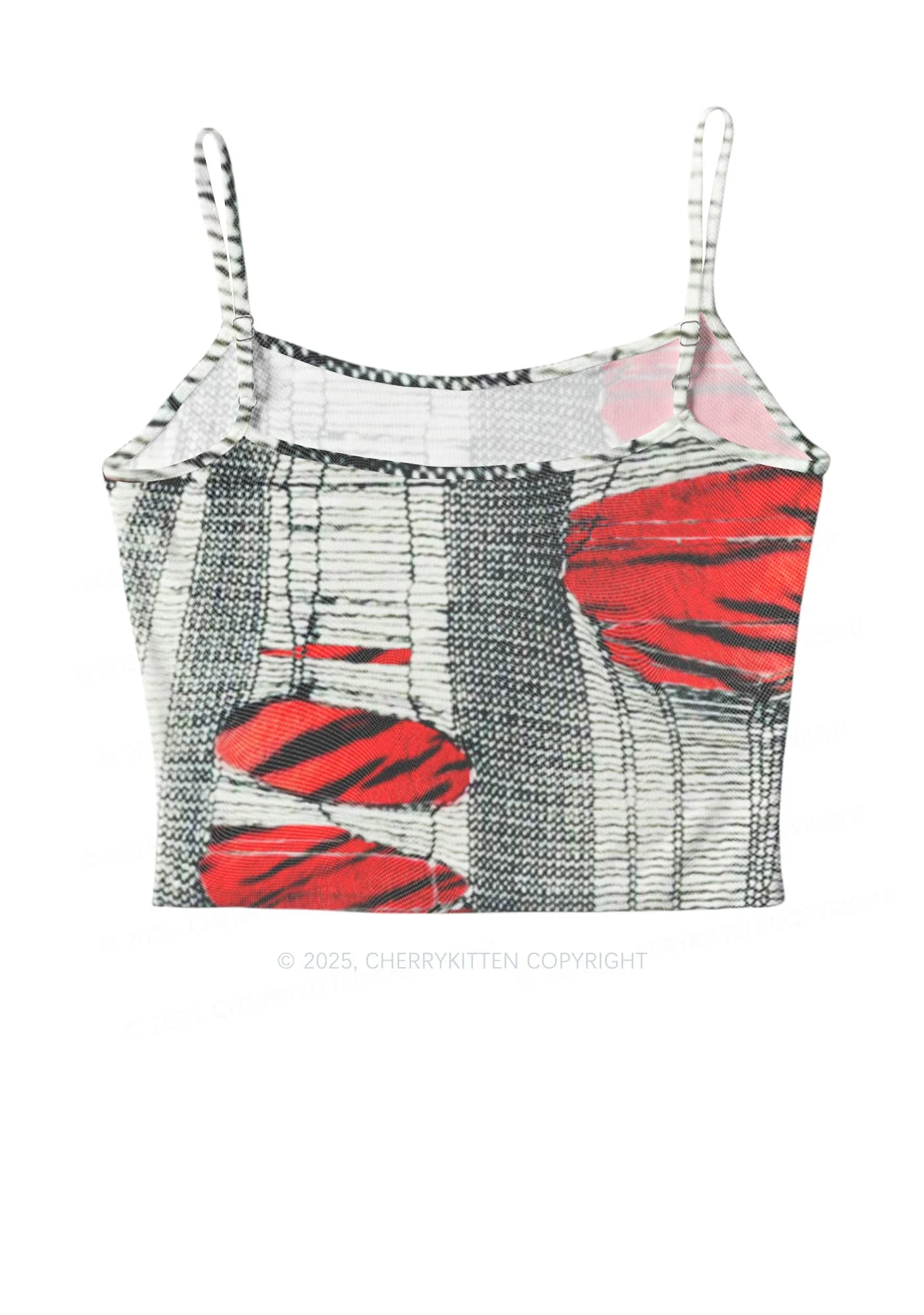 Tiger Striped Red Block Y2K Mesh Cami Tank Cherrykitten - Image 3