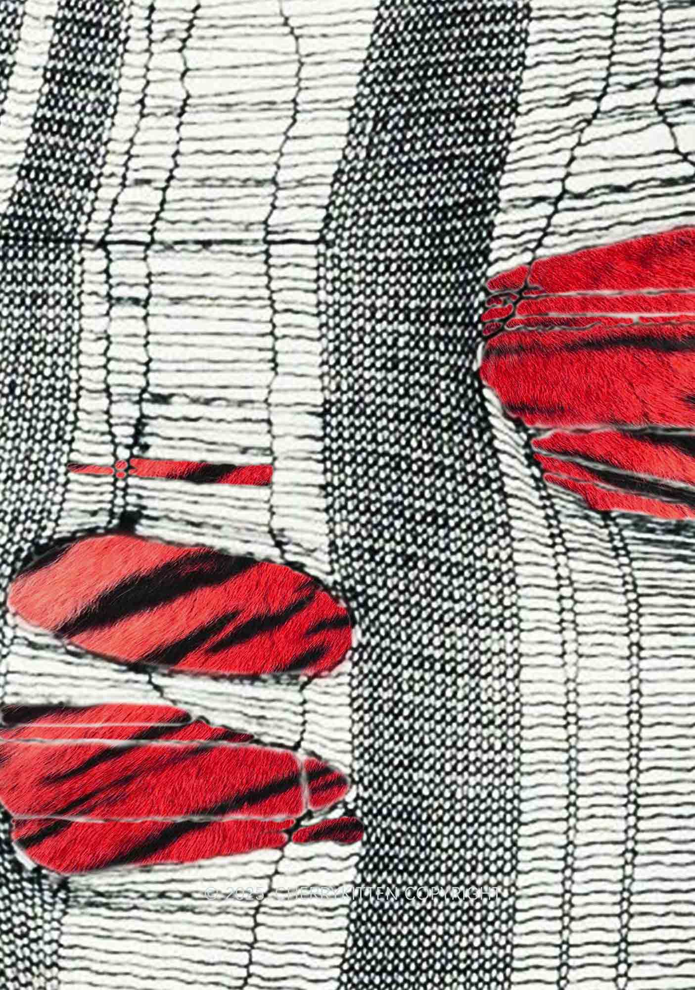 Tiger Striped Red Block Y2K Mesh Muscle Tank Cherrykitten - Image 2