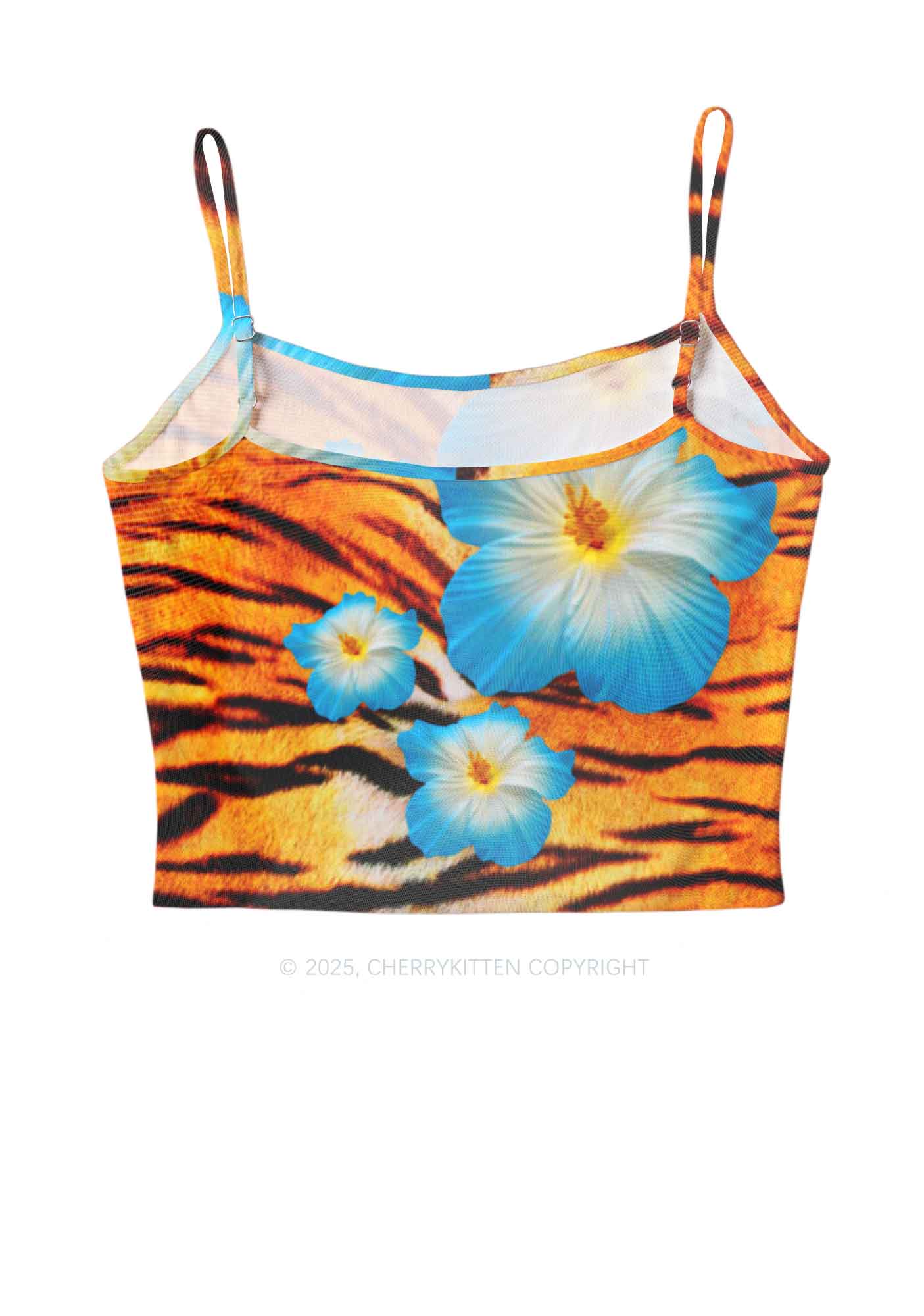 Tiger With Flowers Y2K Mesh Cami Tank Cherrykitten - Image 3