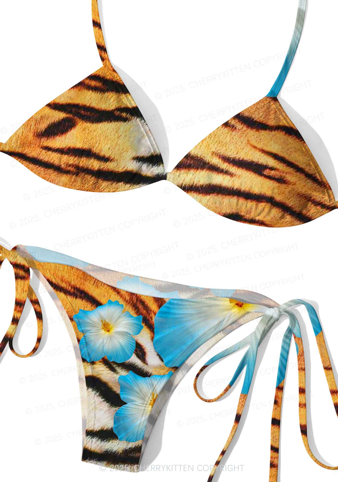 Tiger With Flowers Y2K Print Bikini Set Cherrykitten - Image 3