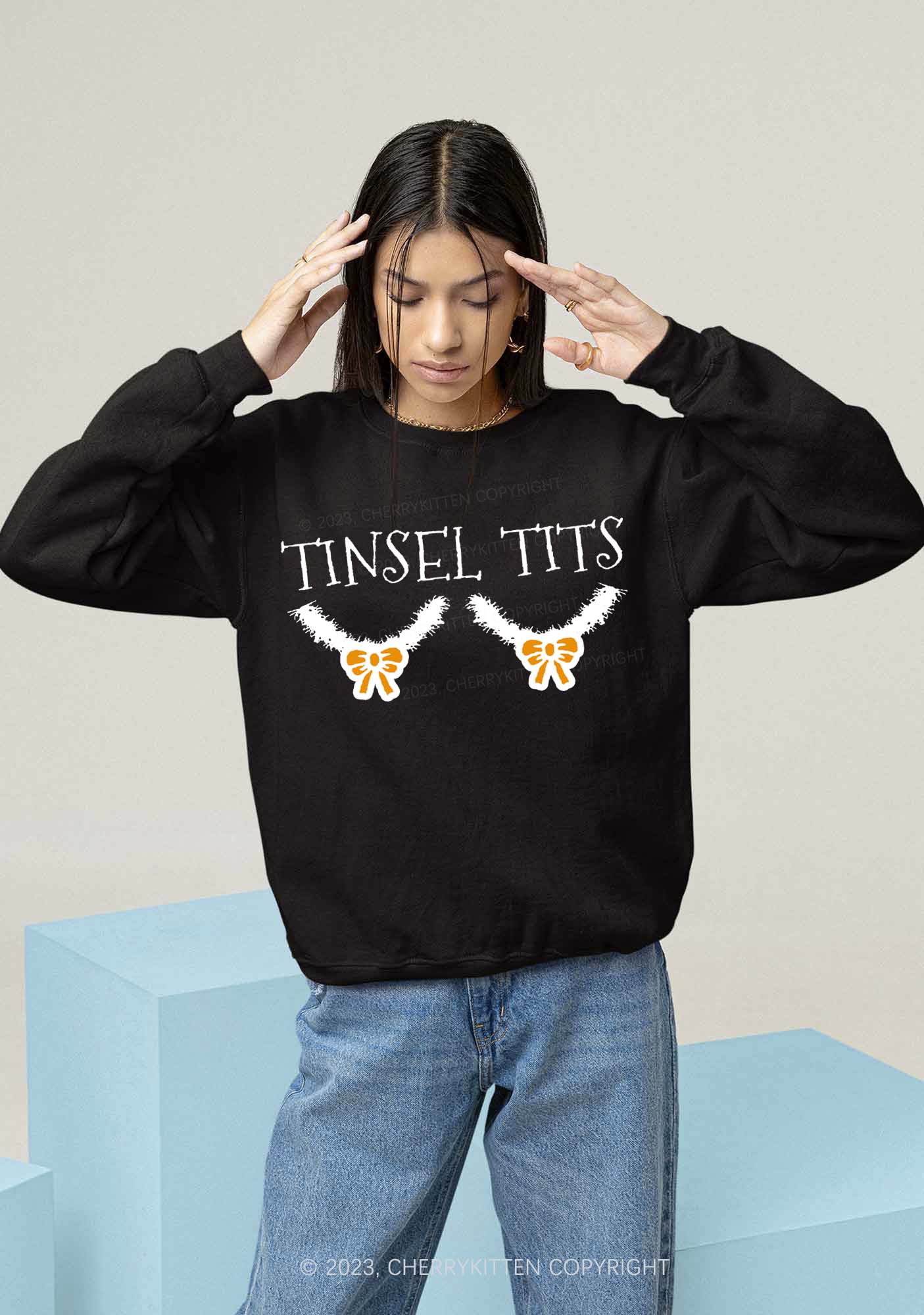 Tinsel Txts Christmas Y2K Sweatshirt Cherrykitten - Image 2