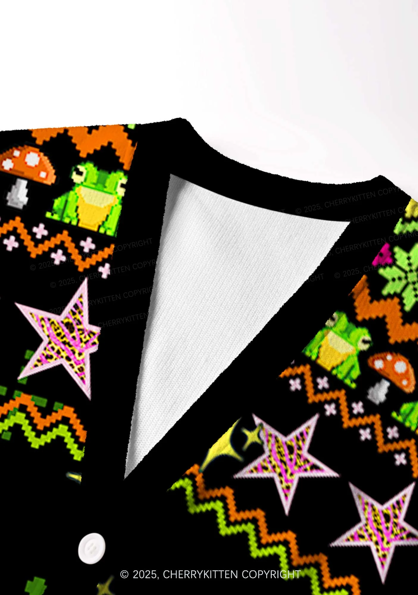 Tism Rizz Frog Y2K Christmas Cardigan Knit Sweatshirt Cherrykitten - Image 5