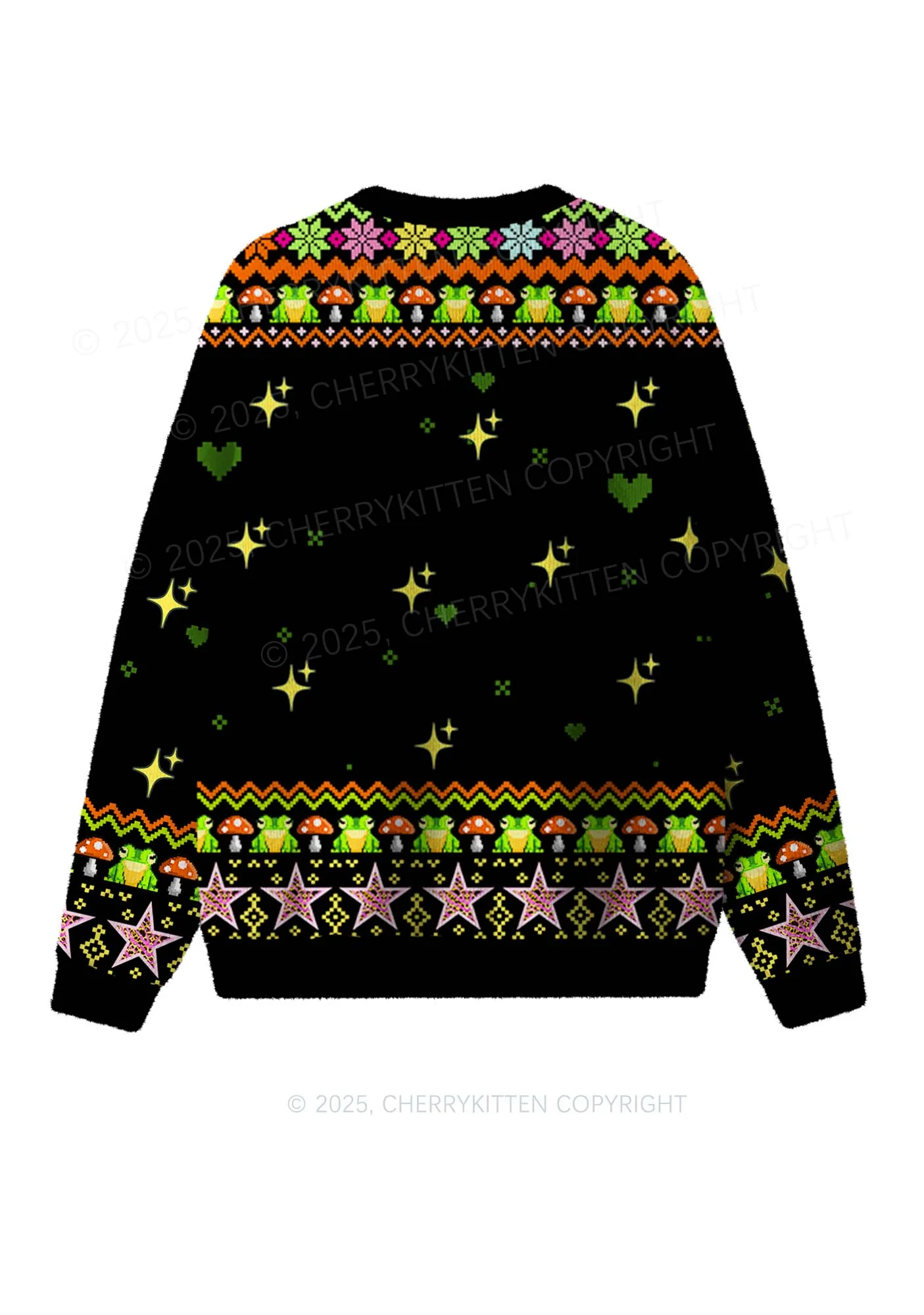 Tism Rizz Frog Y2K Christmas Knit Sweatshirt Cherrykitten - Image 2