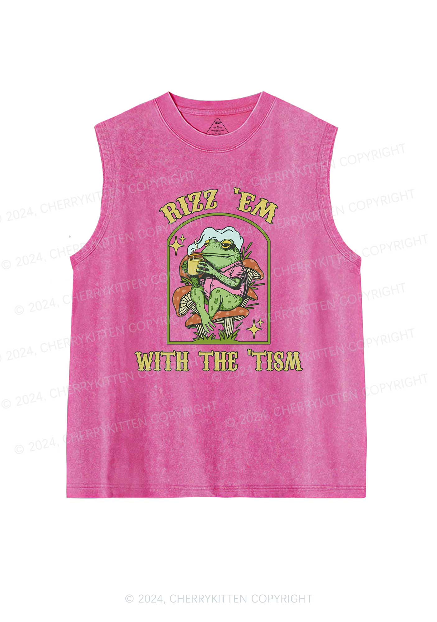 Tism Rizz Frog Y2K Washed Tank Cherrykitten - Image 3