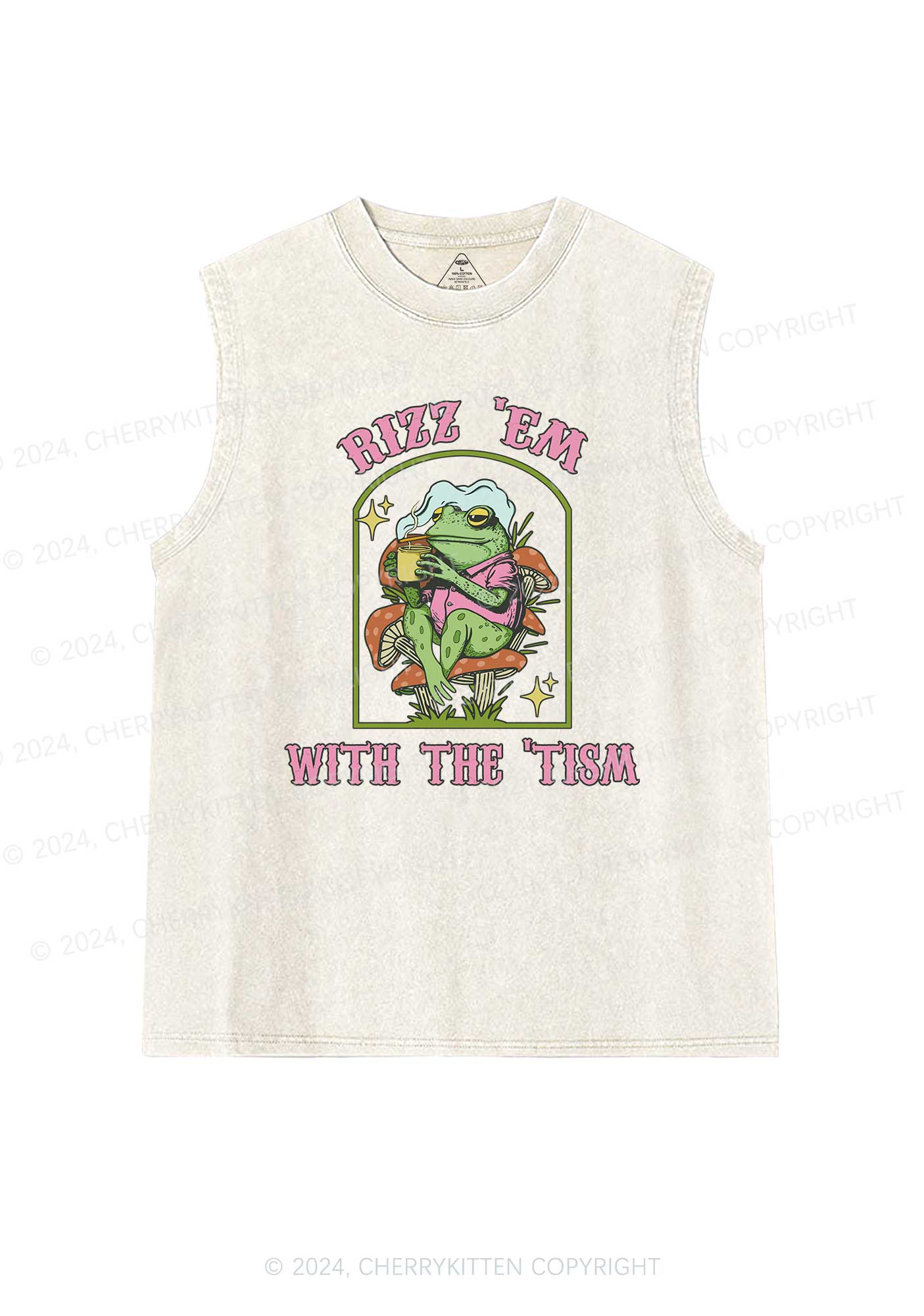 Tism Rizz Frog Y2K Washed Tank Cherrykitten - Image 4