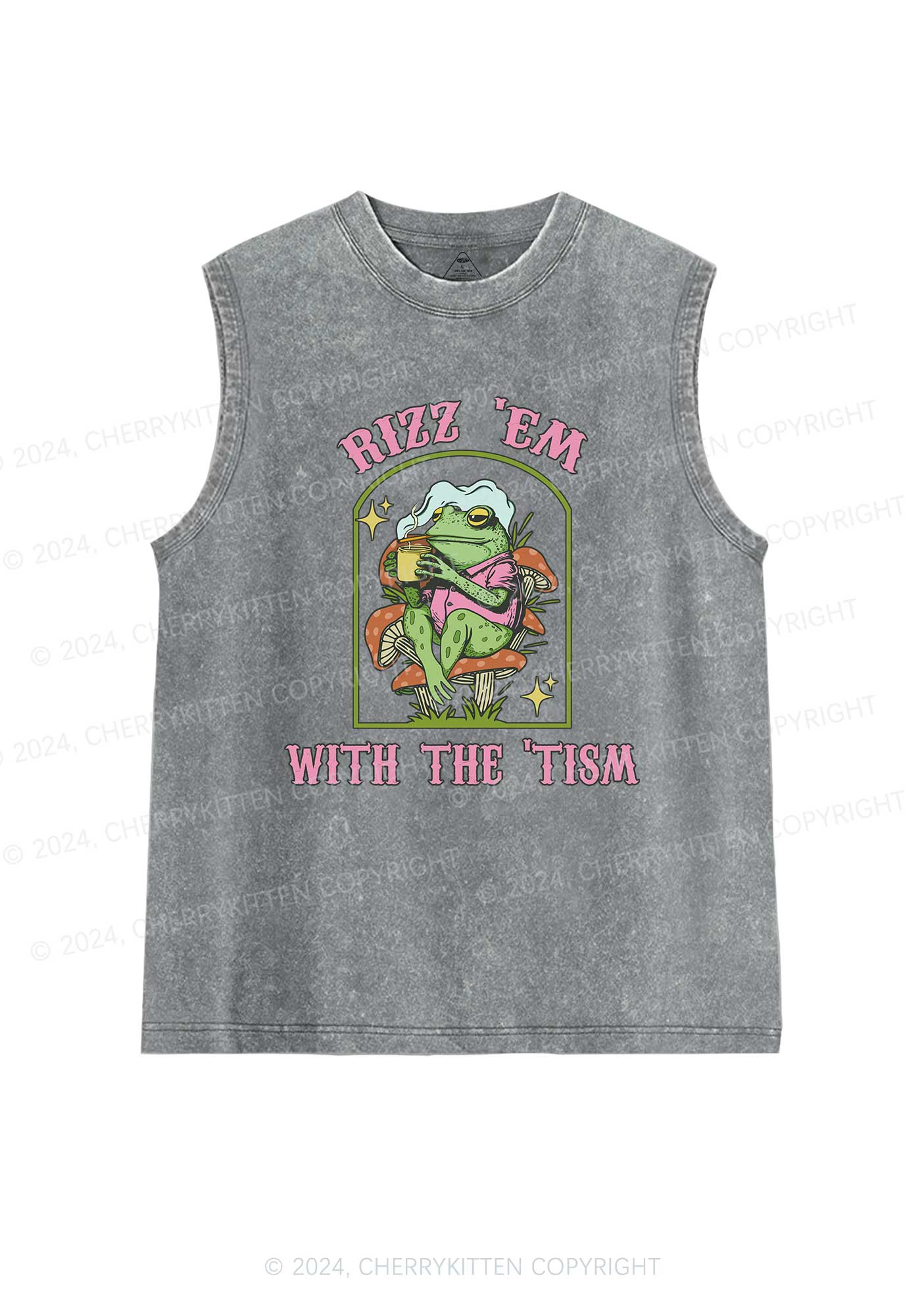 Tism Rizz Frog Y2K Washed Tank Cherrykitten - Image 5
