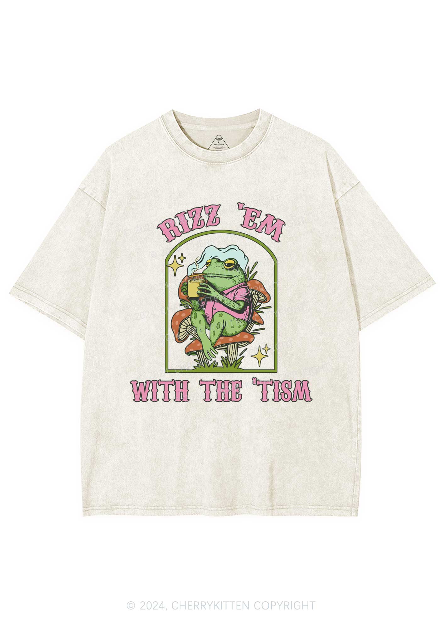 Tism Rizz Frog Y2K Washed Tee Cherrykitten - Image 3