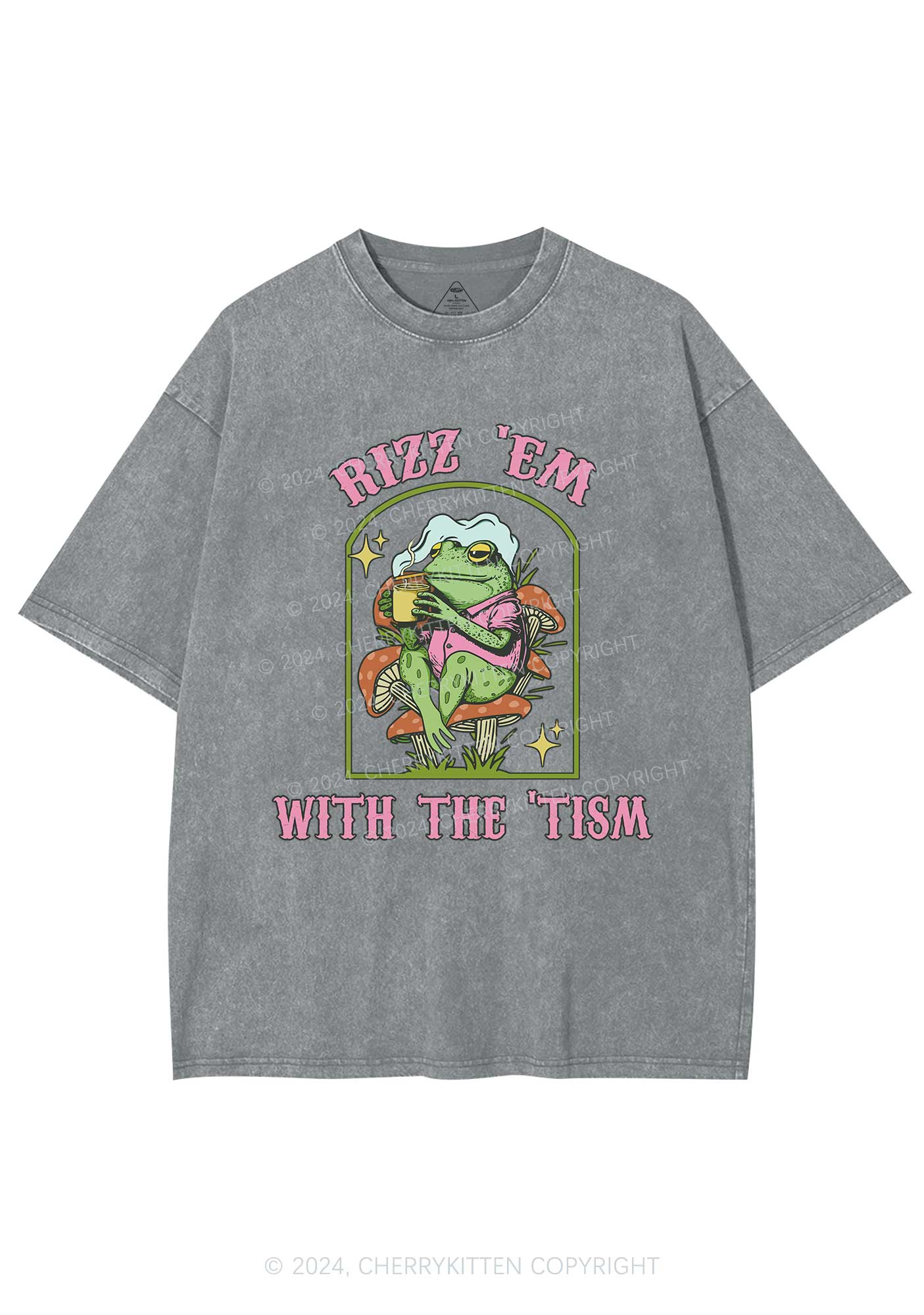 Tism Rizz Frog Y2K Washed Tee Cherrykitten - Image 6