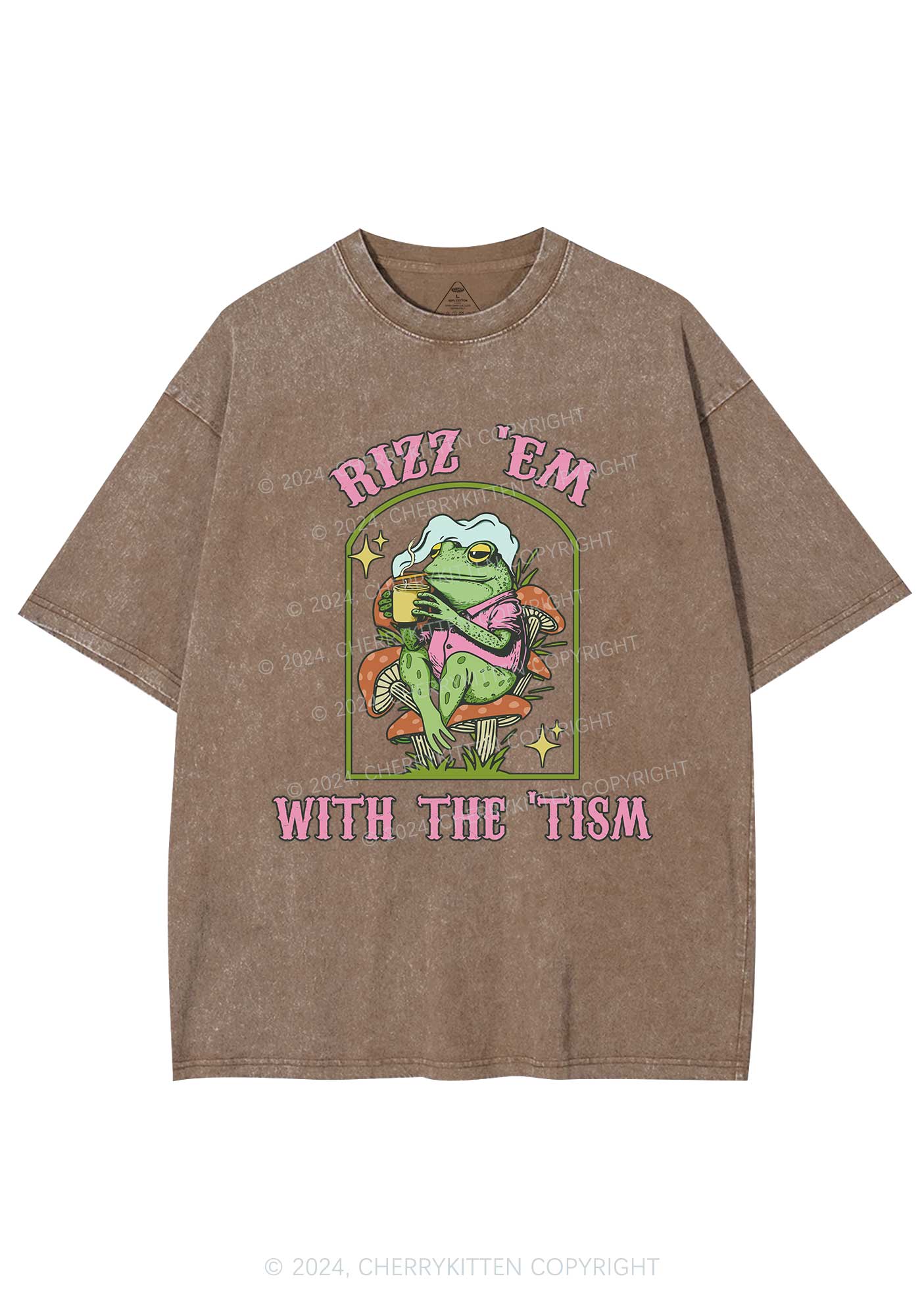 Tism Rizz Frog Y2K Washed Tee Cherrykitten - Image 7