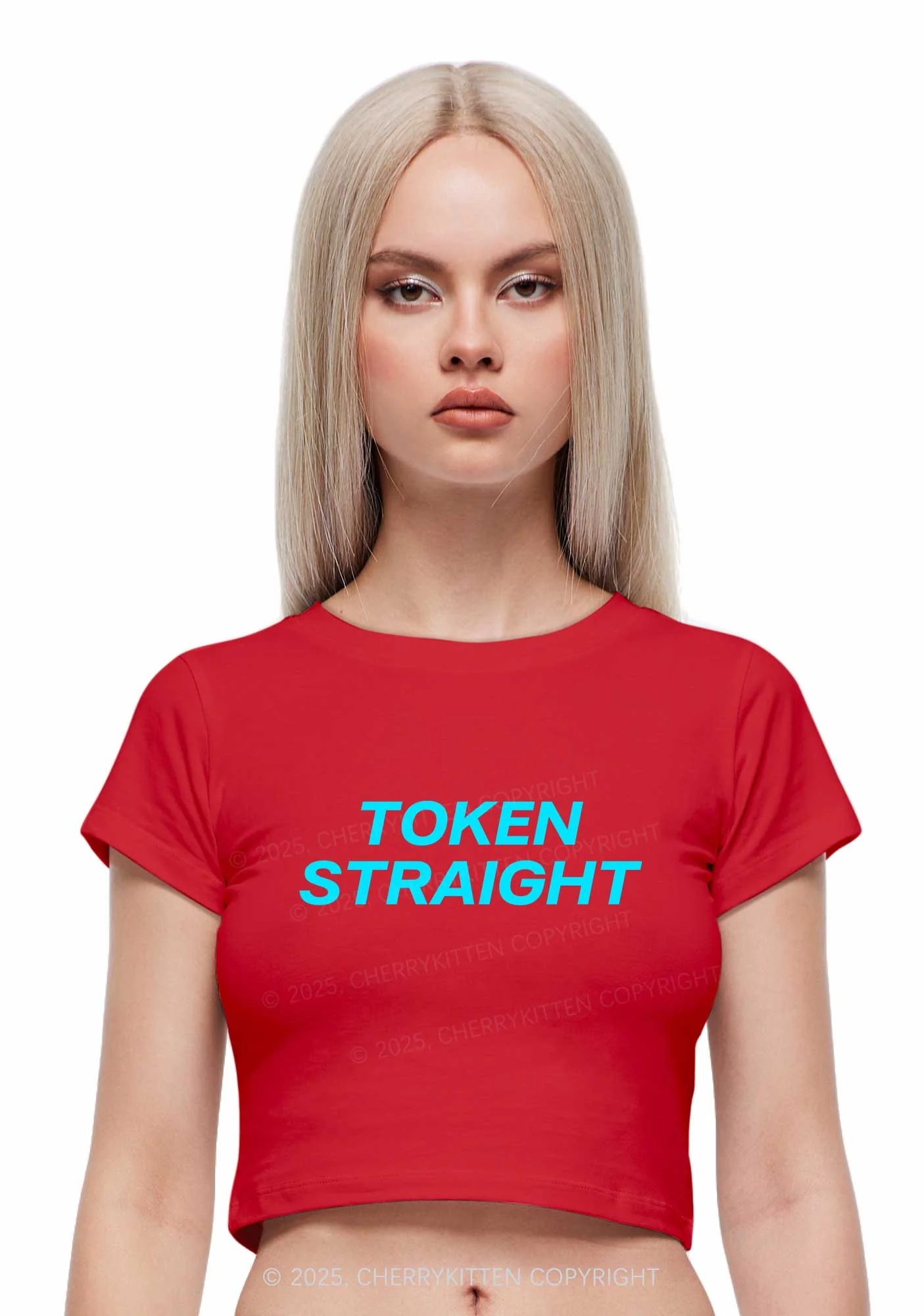Token Straight Pride Y2K Baby Tee Cherrykitten - Image 2
