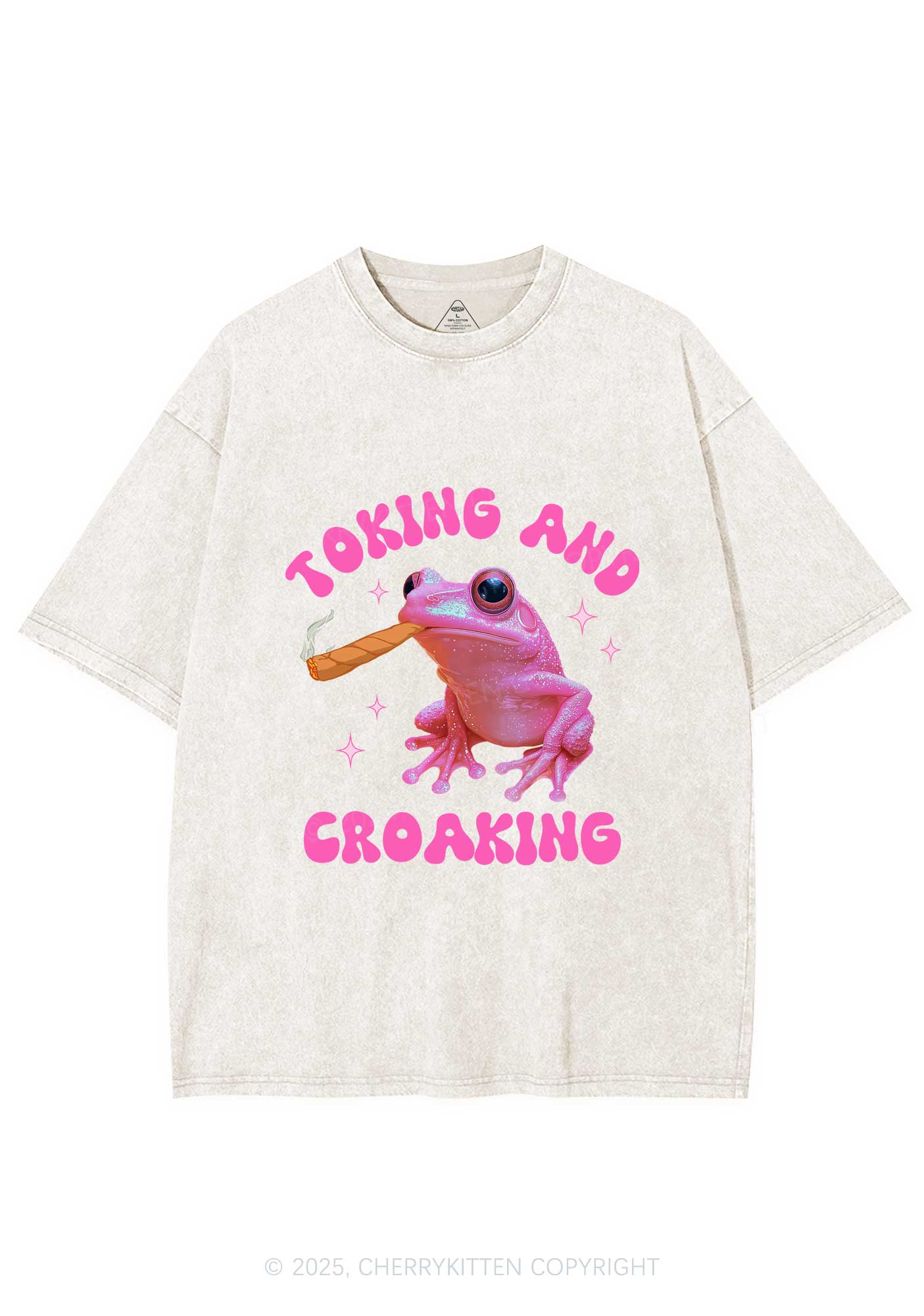 Toking And Croaking Y2K Washed Tee Cherrykitten - Image 3