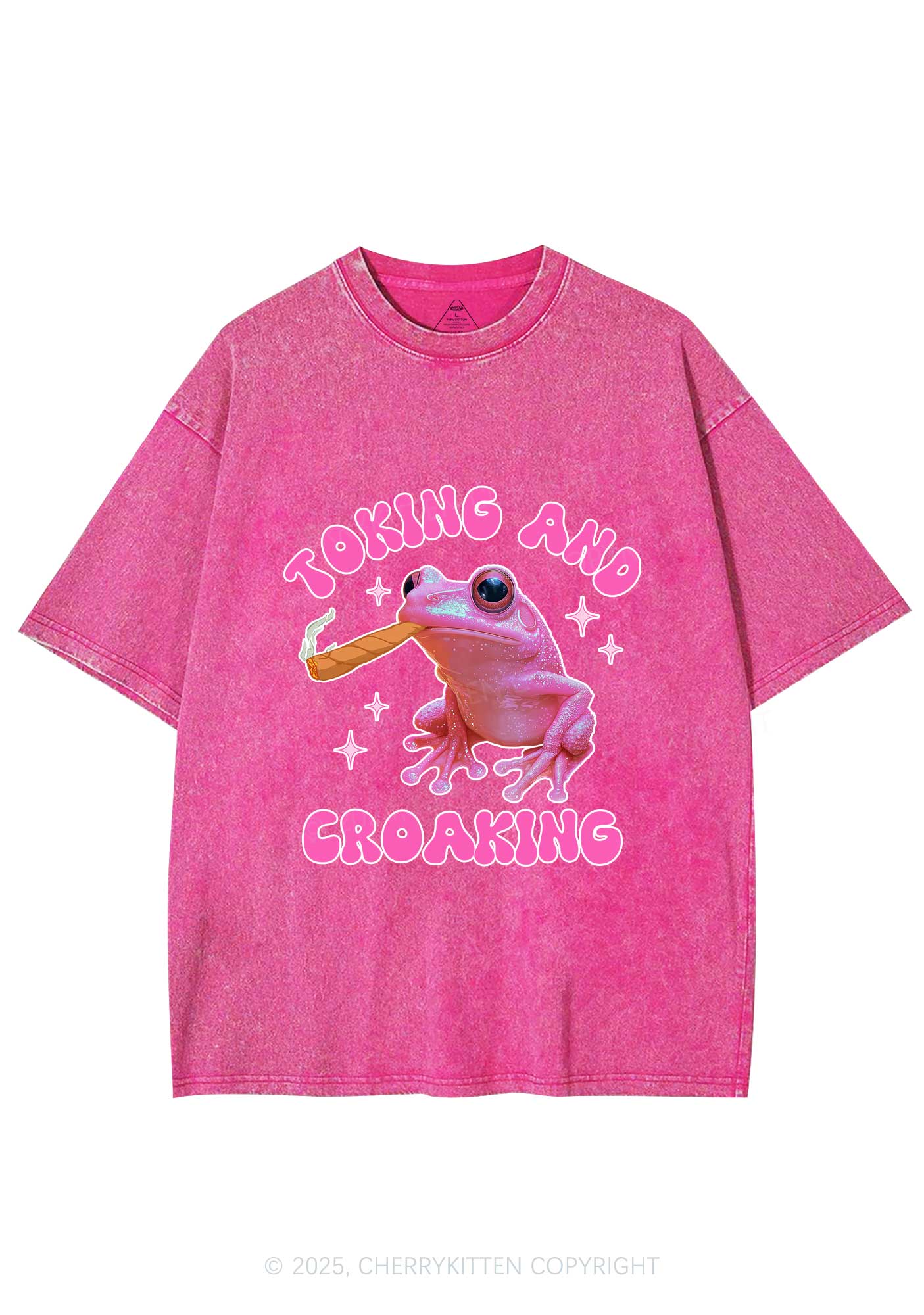 Toking And Croaking Y2K Washed Tee Cherrykitten - Image 4
