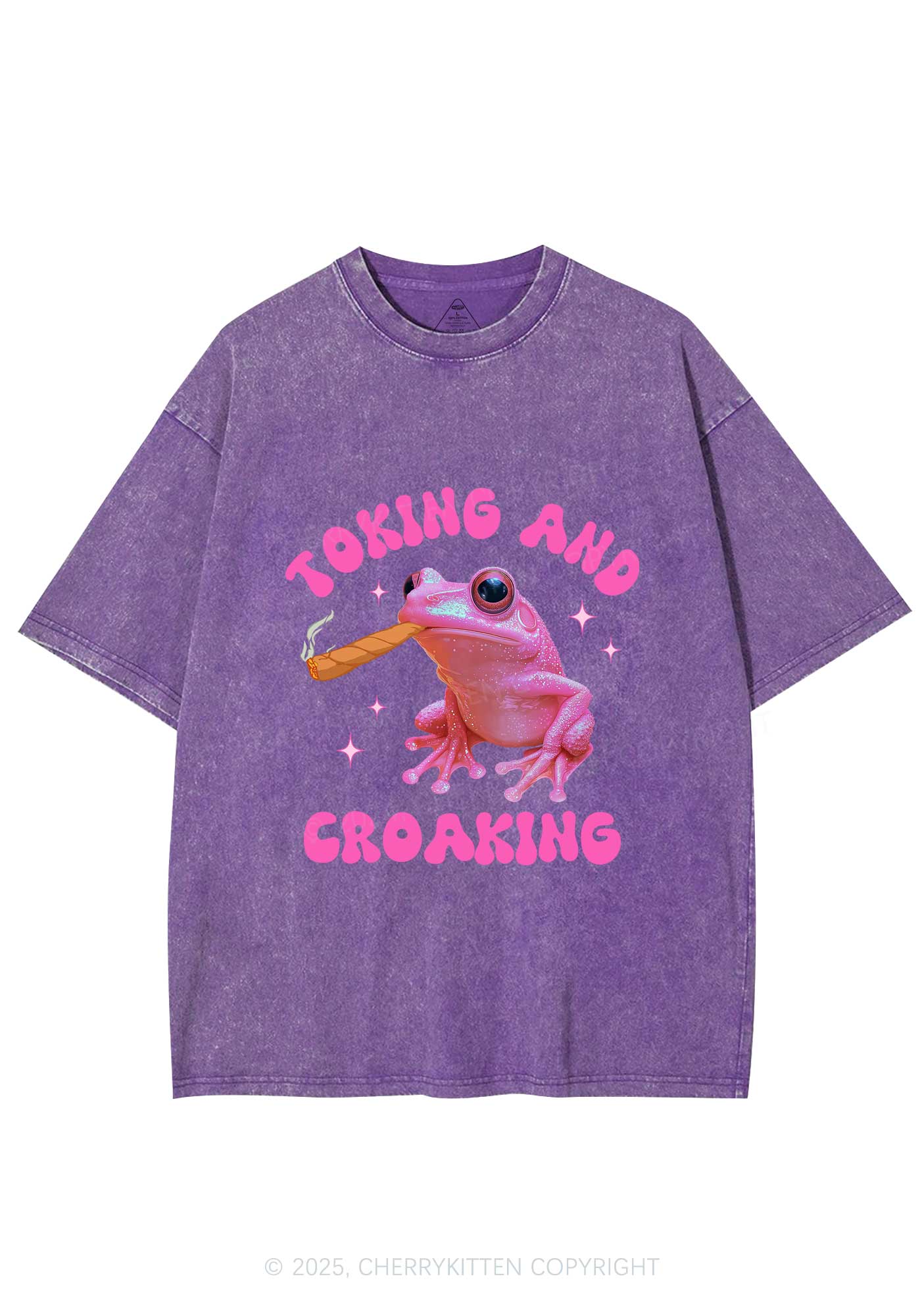 Toking And Croaking Y2K Washed Tee Cherrykitten - Image 5