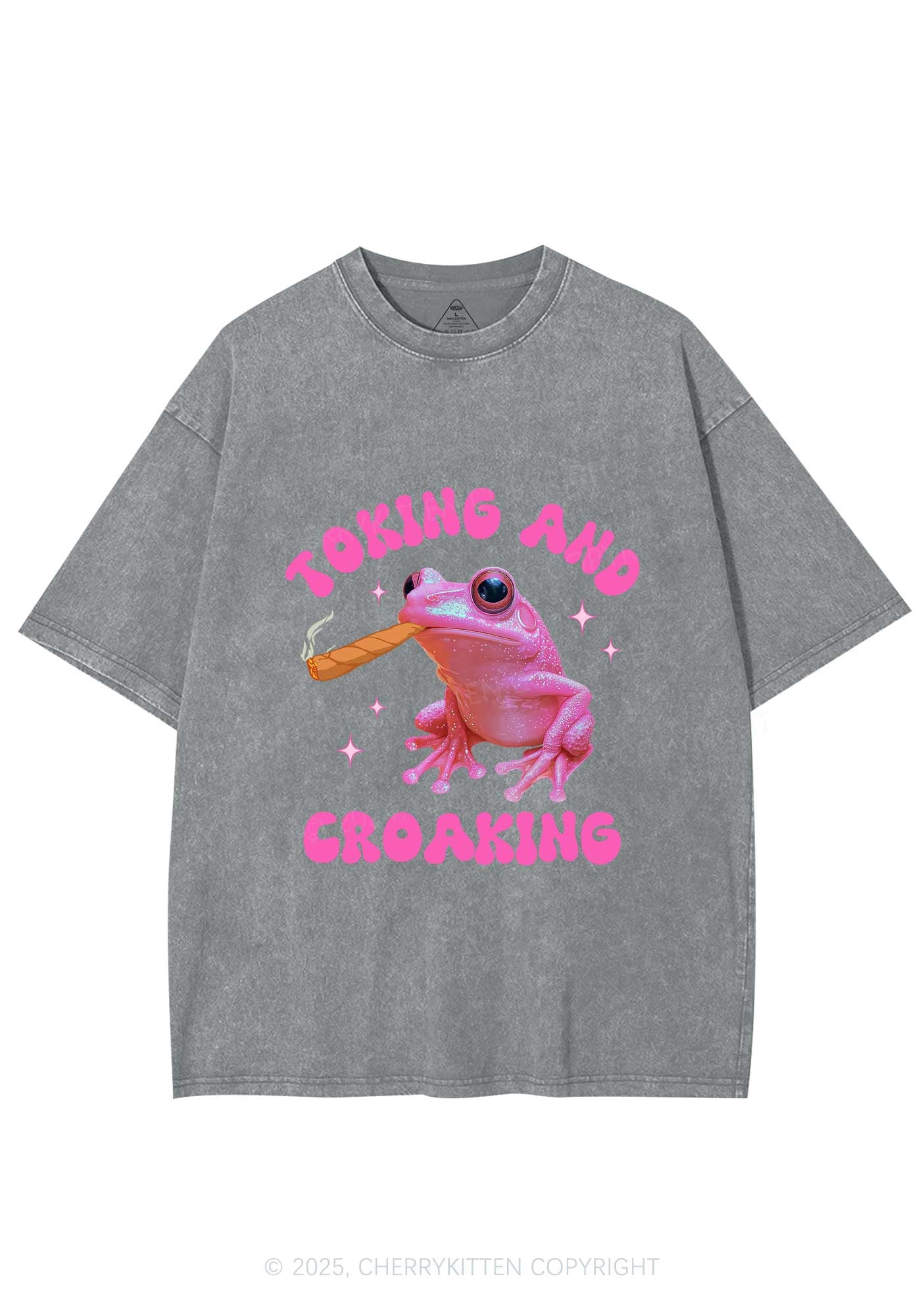 Toking And Croaking Y2K Washed Tee Cherrykitten - Image 6