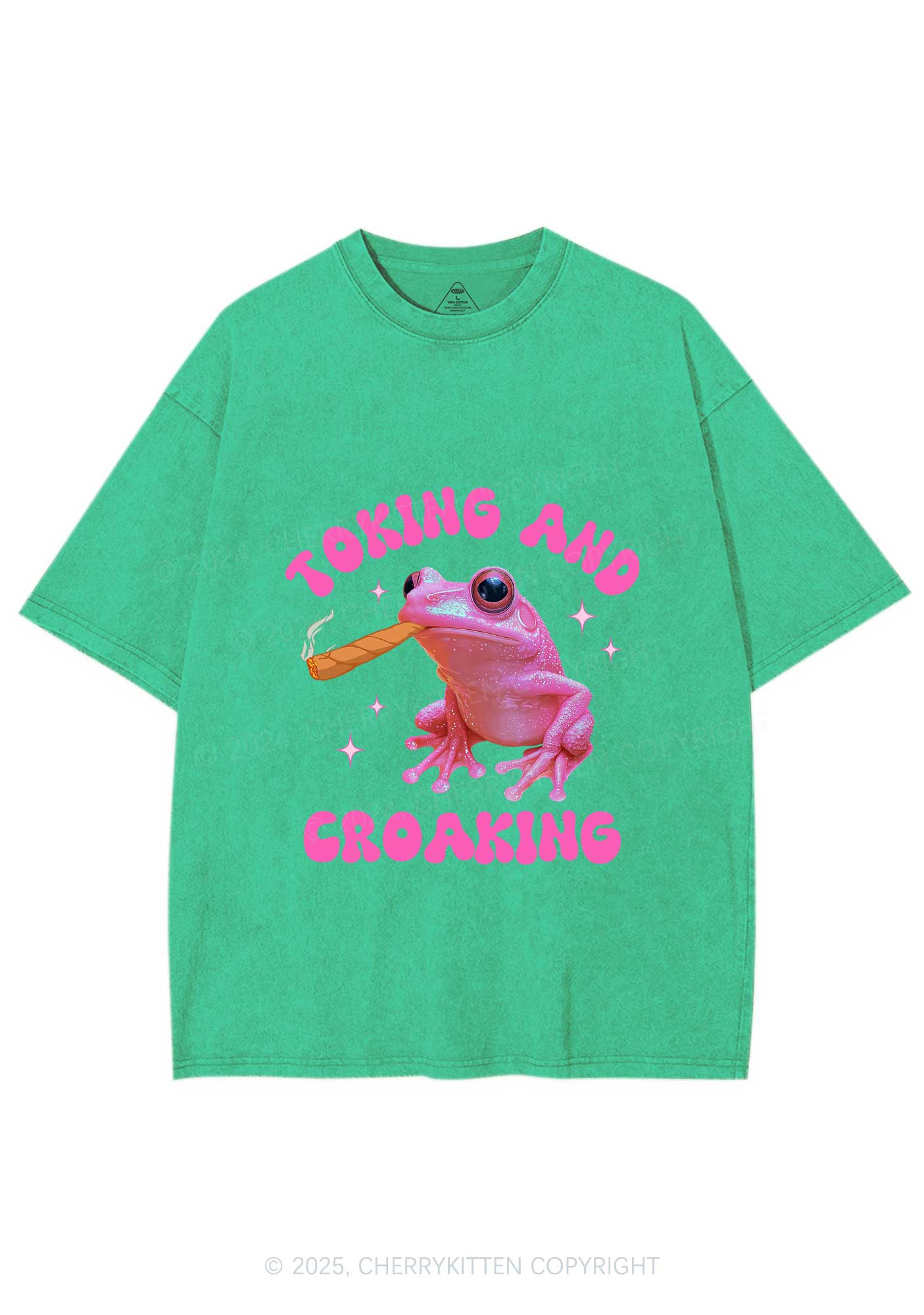 Toking And Croaking Y2K Washed Tee Cherrykitten - Image 8