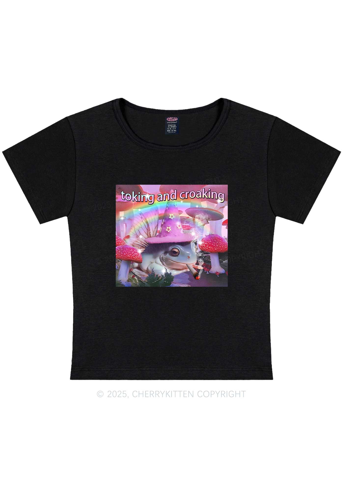 Toking Croaking Frog Y2K Baby Tee Cherrykitten - Image 4
