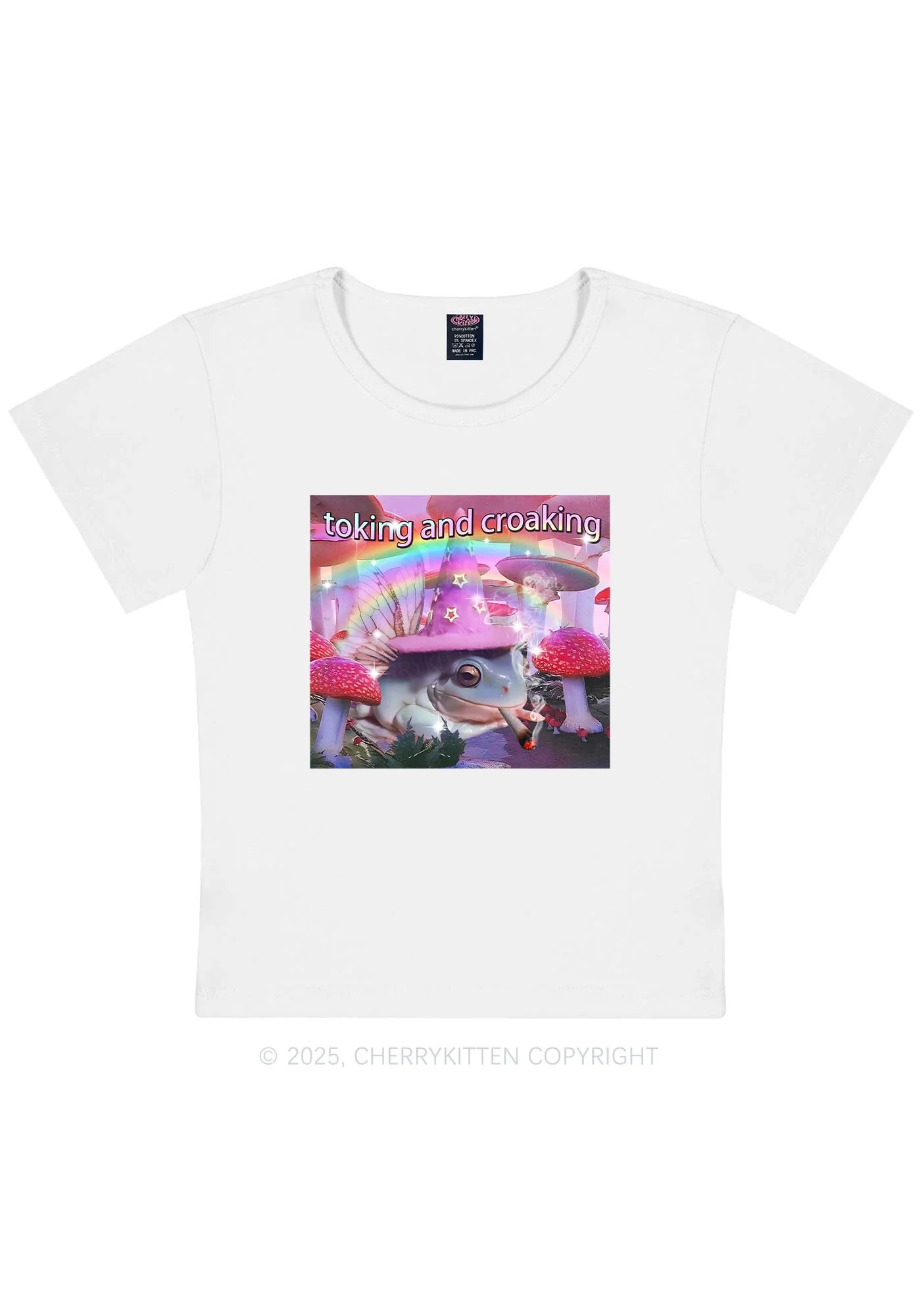 Toking Croaking Frog Y2K Baby Tee Cherrykitten - Image 5