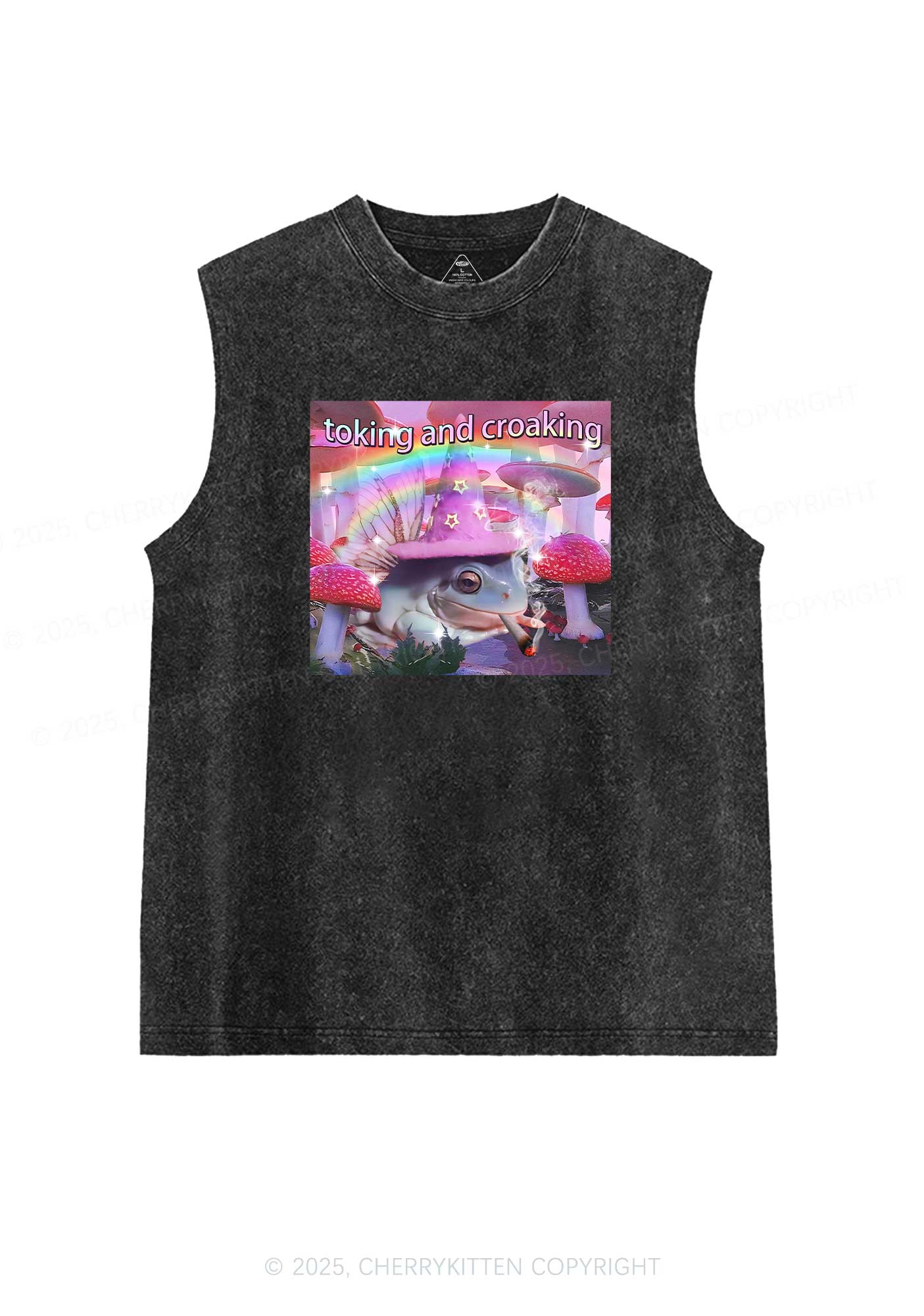 Toking Croaking Frog Y2K Washed Tank Cherrykitten - Image 4