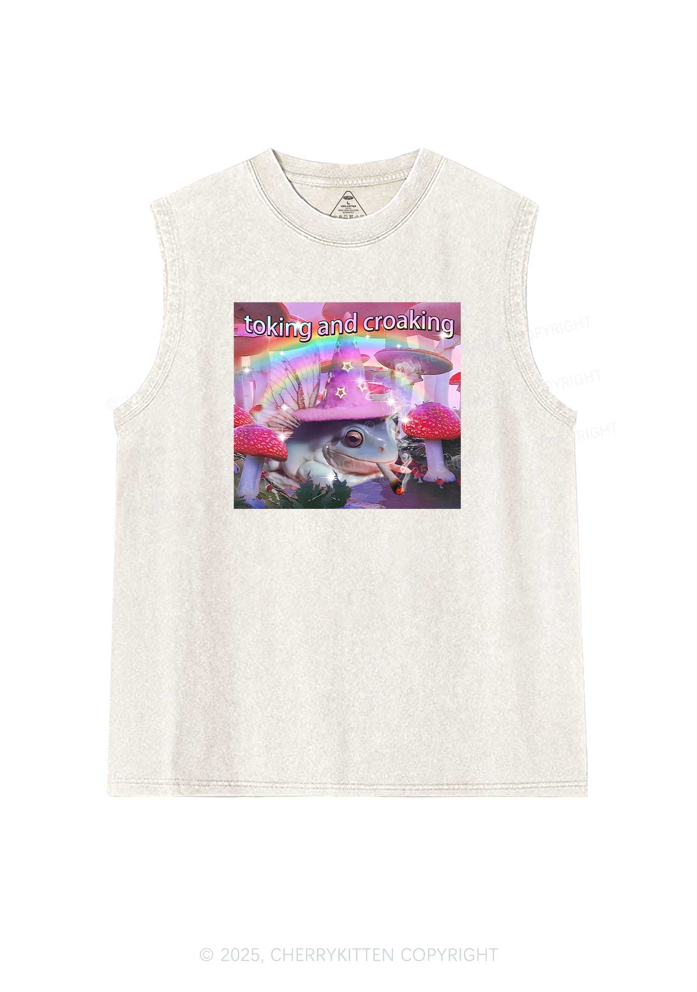 Toking Croaking Frog Y2K Washed Tank Cherrykitten - Image 5