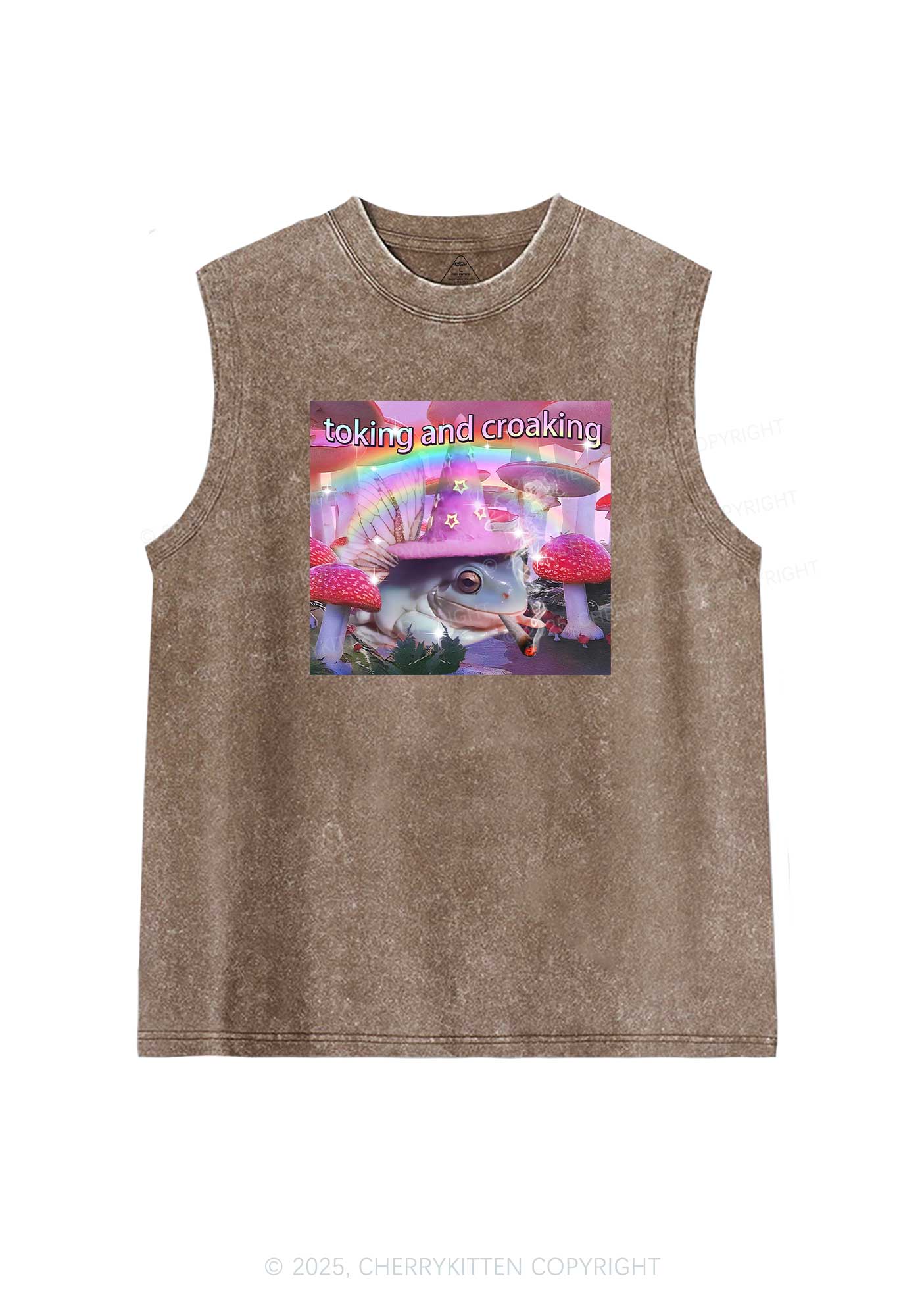 Toking Croaking Frog Y2K Washed Tank Cherrykitten - Image 6