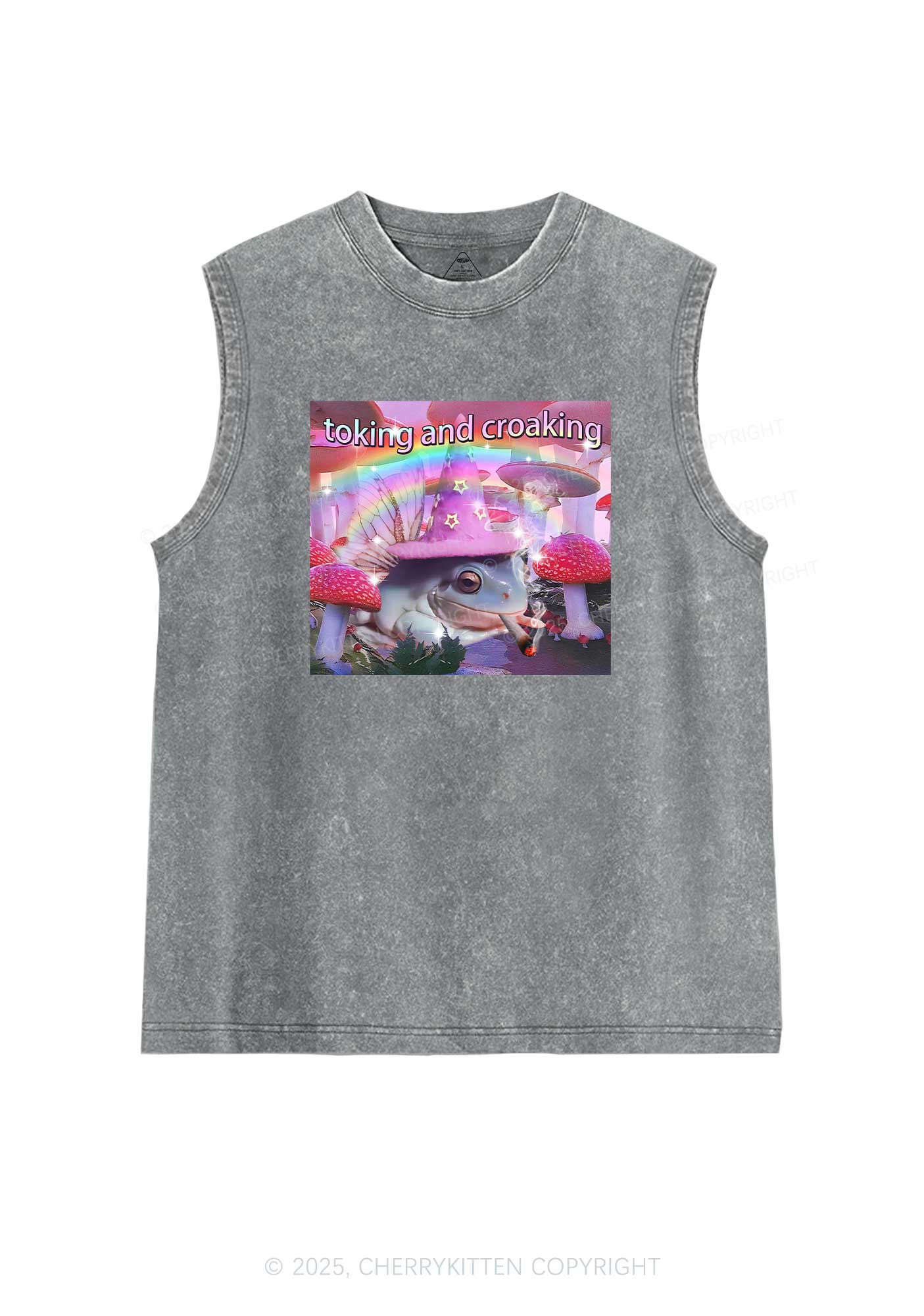Toking Croaking Frog Y2K Washed Tank Cherrykitten - Image 7