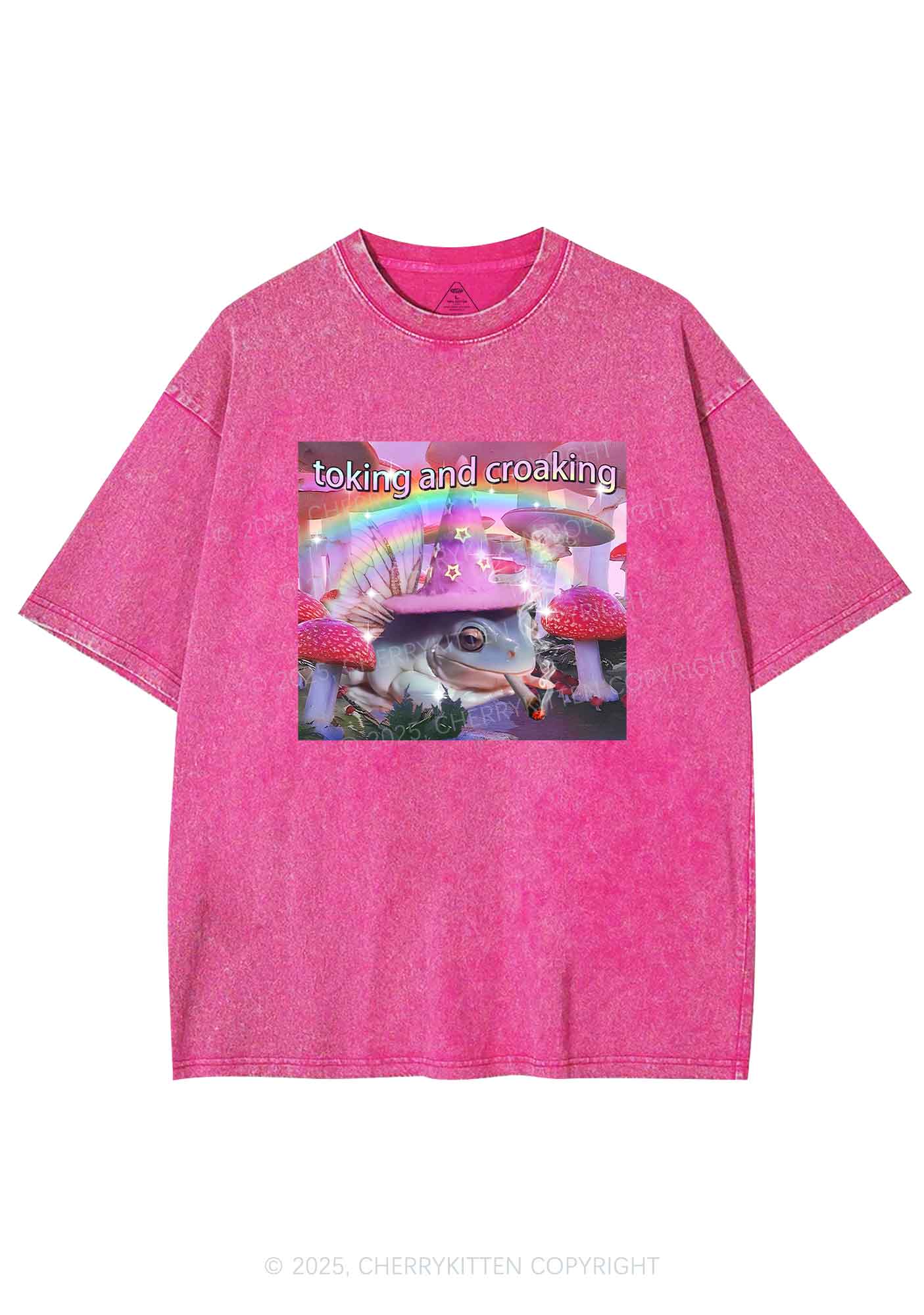Toking Croaking Frog Y2K Washed Tee Cherrykitten - Image 5