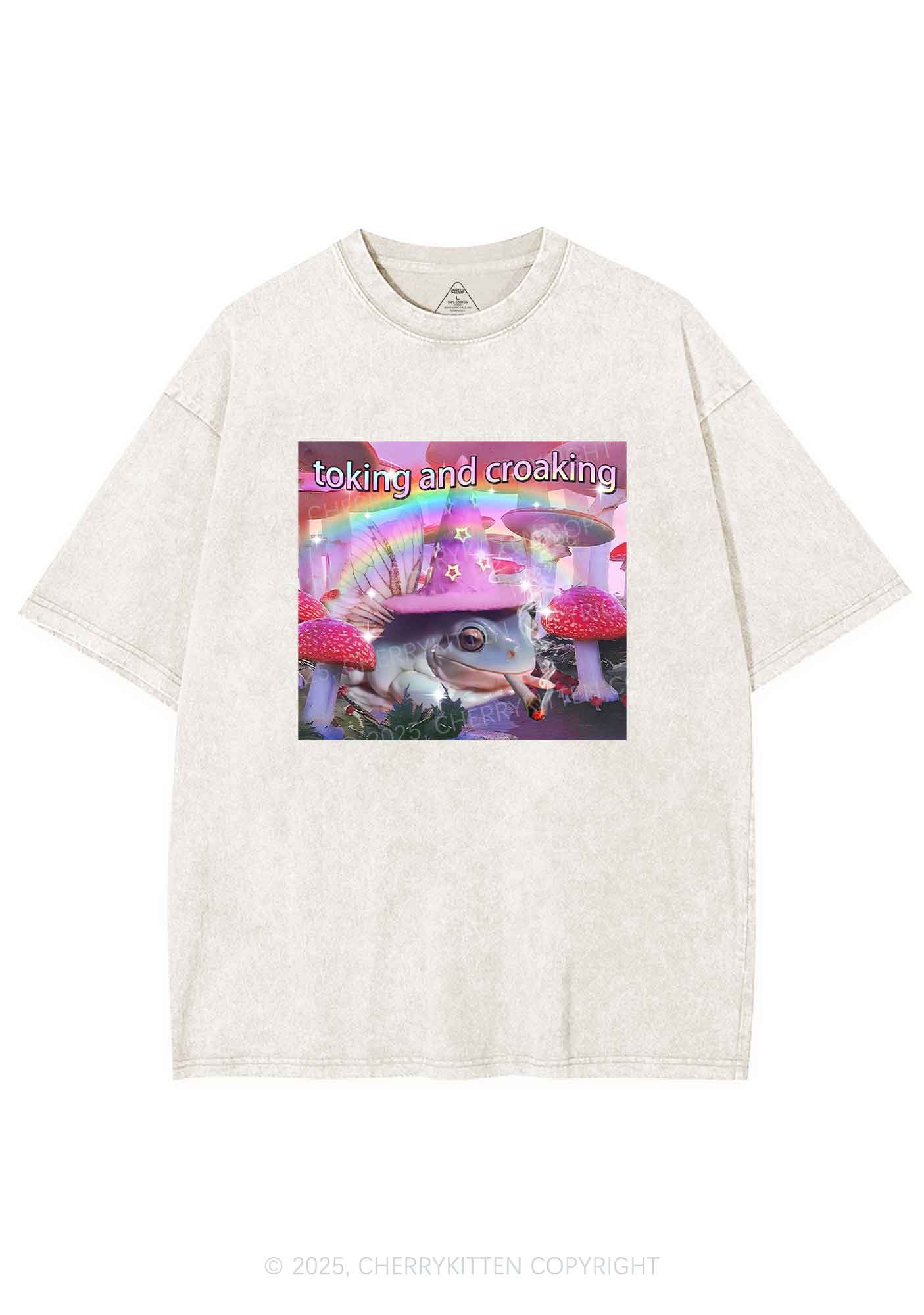 Toking Croaking Frog Y2K Washed Tee Cherrykitten - Image 6