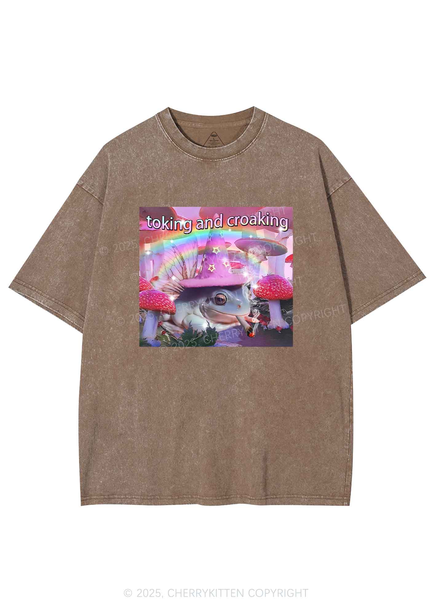 Toking Croaking Frog Y2K Washed Tee Cherrykitten - Image 8