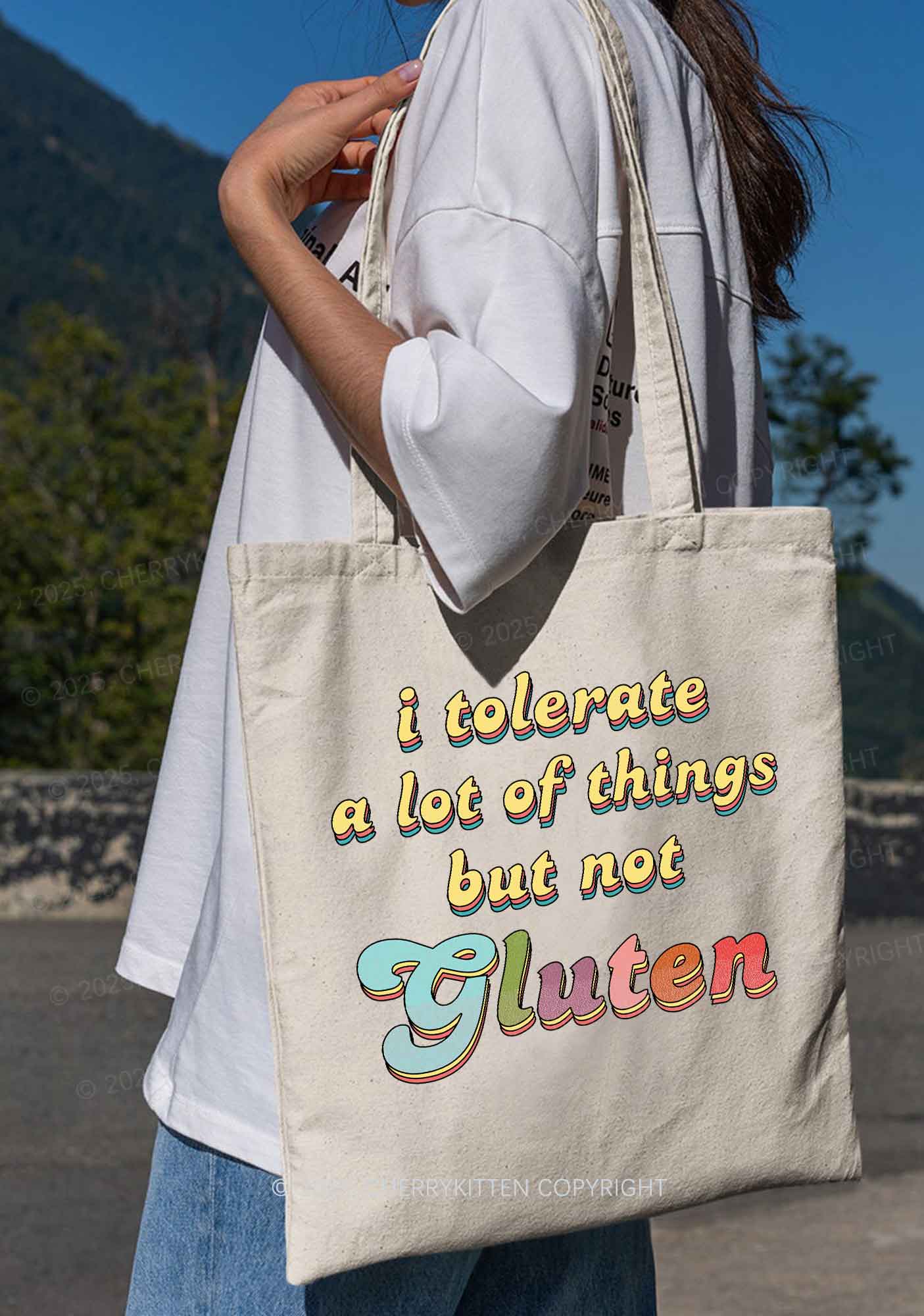 Tolerate Gluten Y2K Canvas Tote Bag Cherrykitten - Image 2