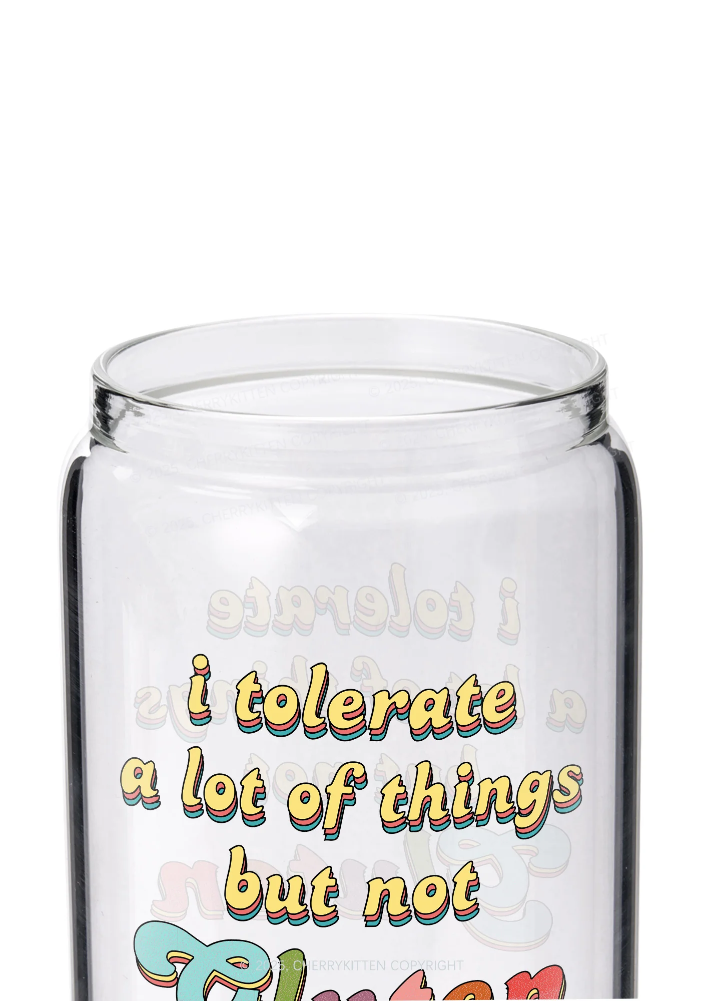 Tolerate Gluten Y2K Printed Glass Cup Cherrykitten - Image 2