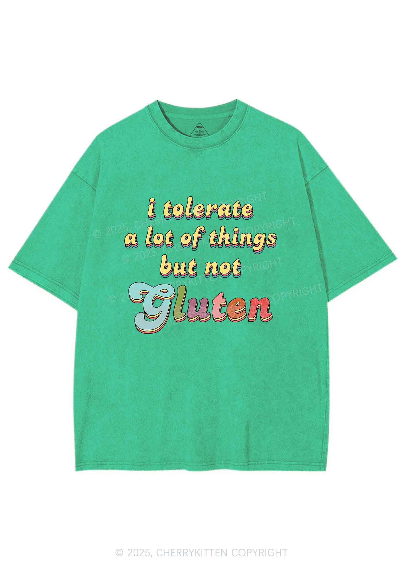 Tolerate Gluten Y2K Shirts Washed Tee Cherrykitten - Image 4