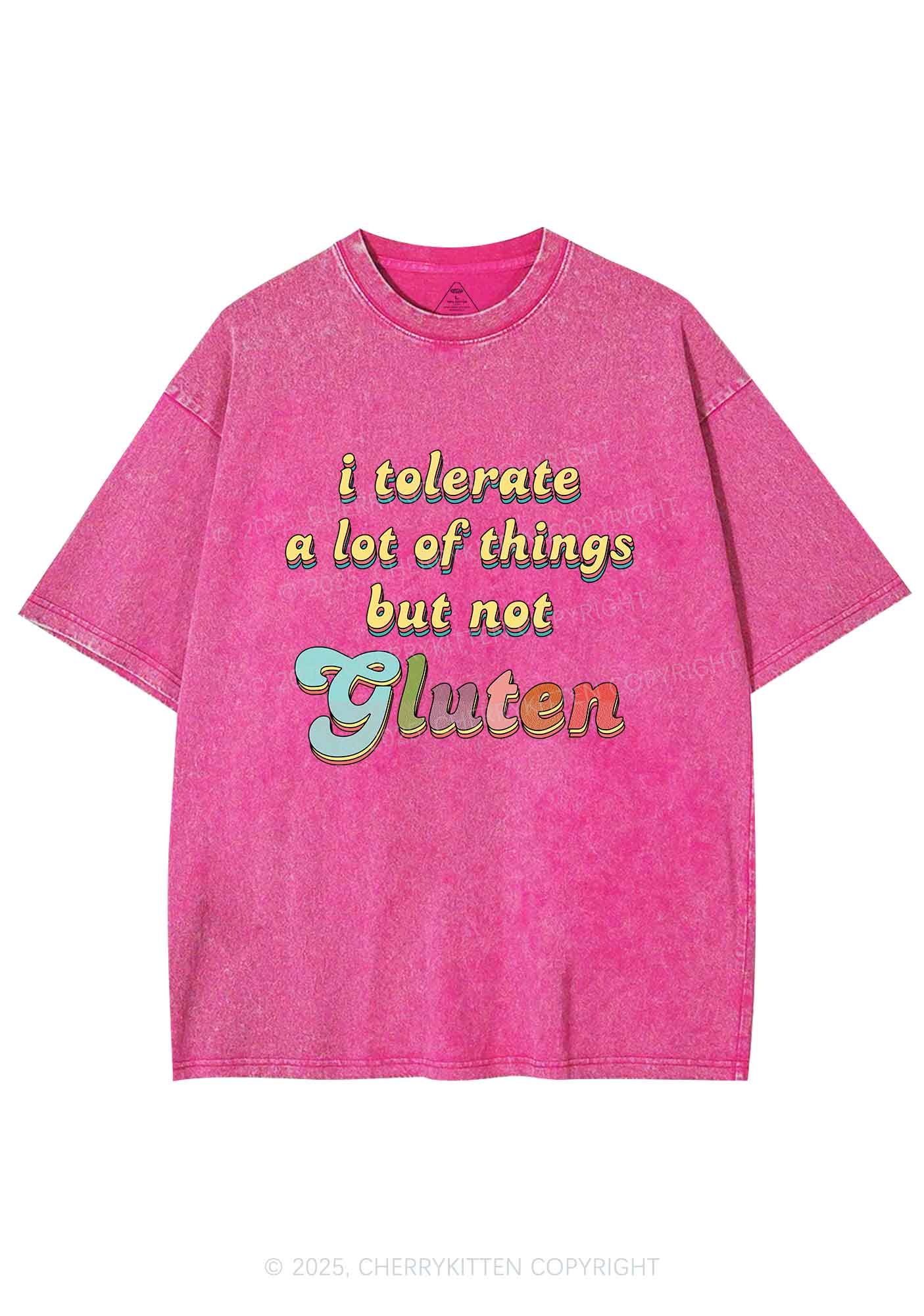 Tolerate Gluten Y2K Shirts Washed Tee Cherrykitten - Image 5