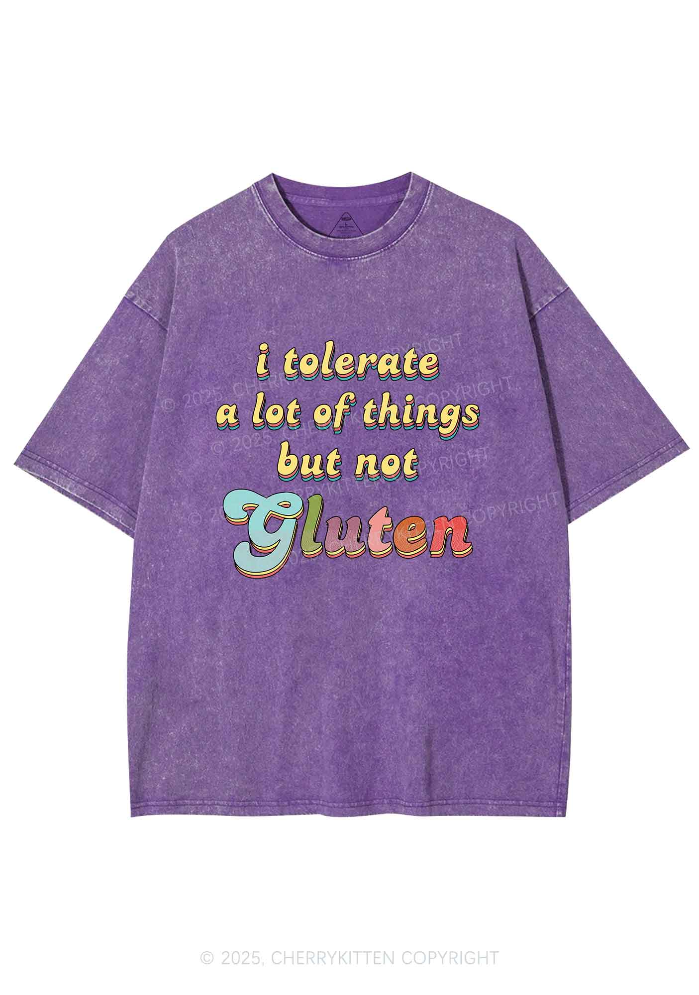 Tolerate Gluten Y2K Shirts Washed Tee Cherrykitten - Image 6