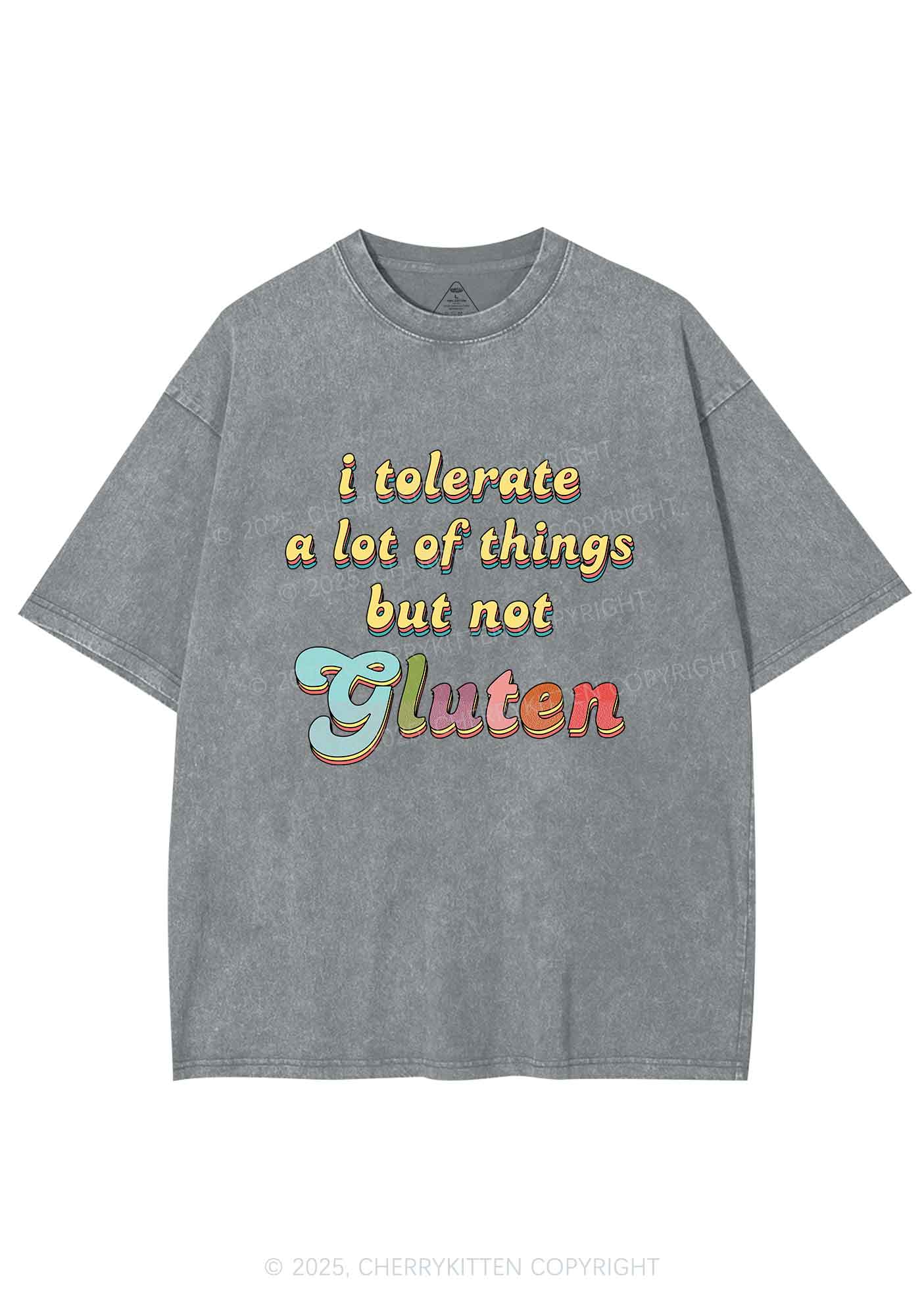 Tolerate Gluten Y2K Shirts Washed Tee Cherrykitten - Image 7
