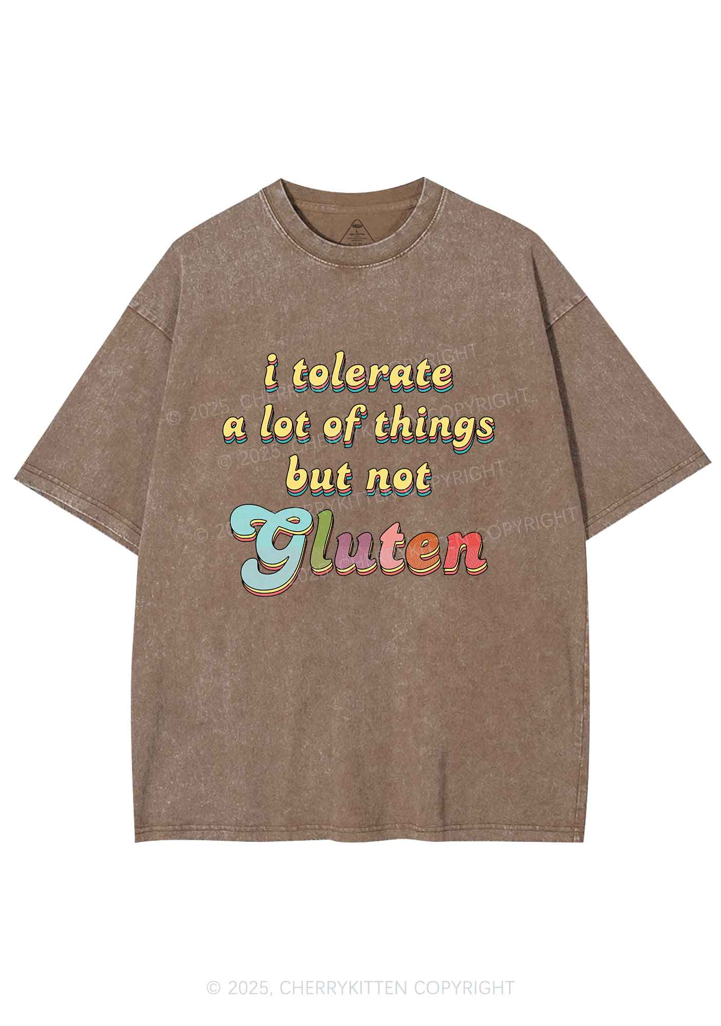 Tolerate Gluten Y2K Shirts Washed Tee Cherrykitten - Image 8