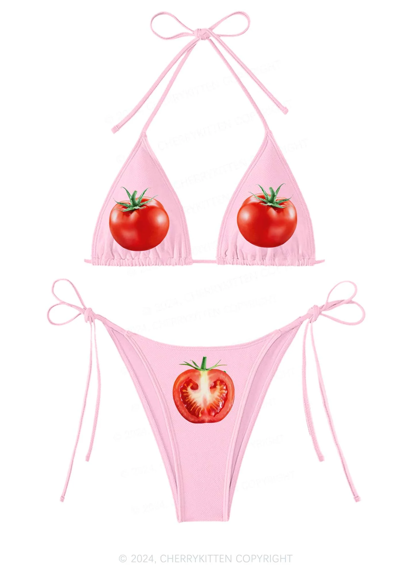 Tomato Y2K Halter Triangle Bikini Set Cherrykitten - Image 5