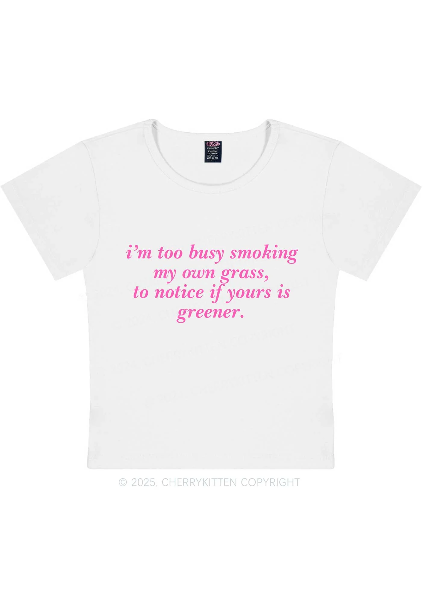 Too Busy Smoking Y2K Baby Tee Cherrykitten - Image 3