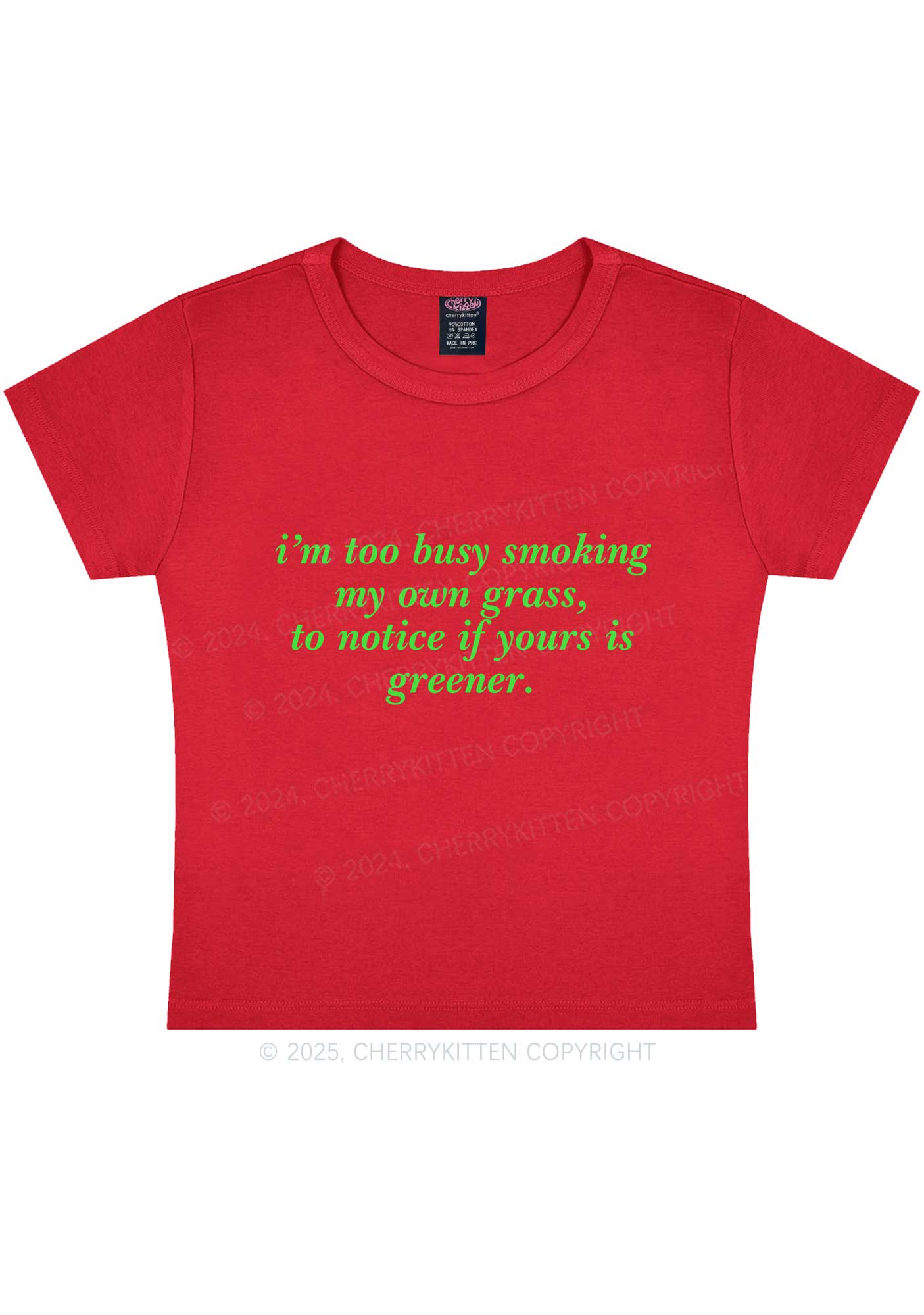 Too Busy Smoking Y2K Baby Tee Cherrykitten - Image 5