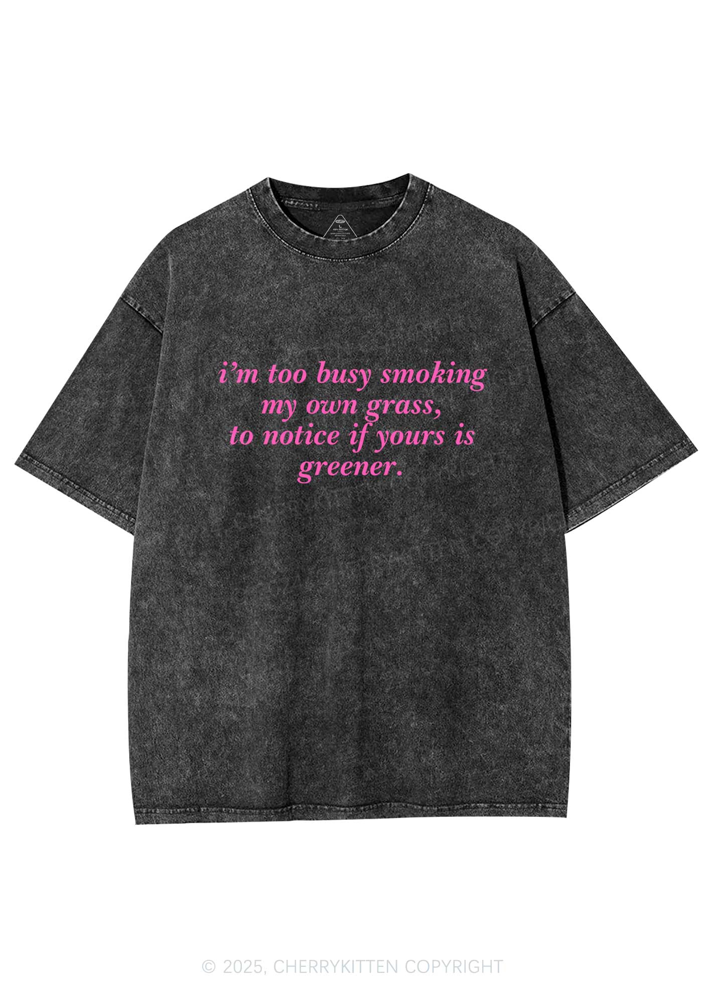 Too Busy Smoking Y2K Washed Tee Cherrykitten - Image 3