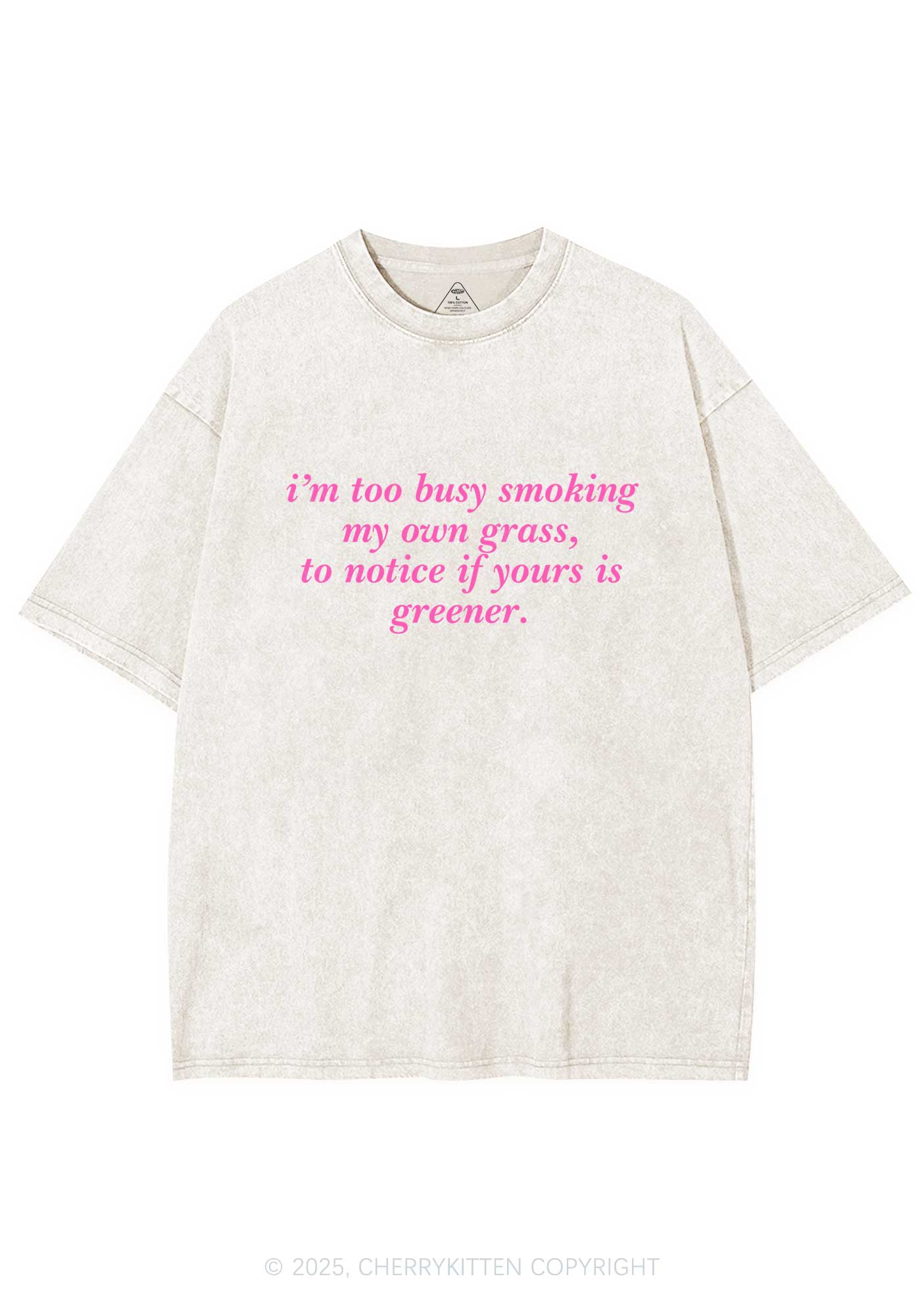 Too Busy Smoking Y2K Washed Tee Cherrykitten - Image 4