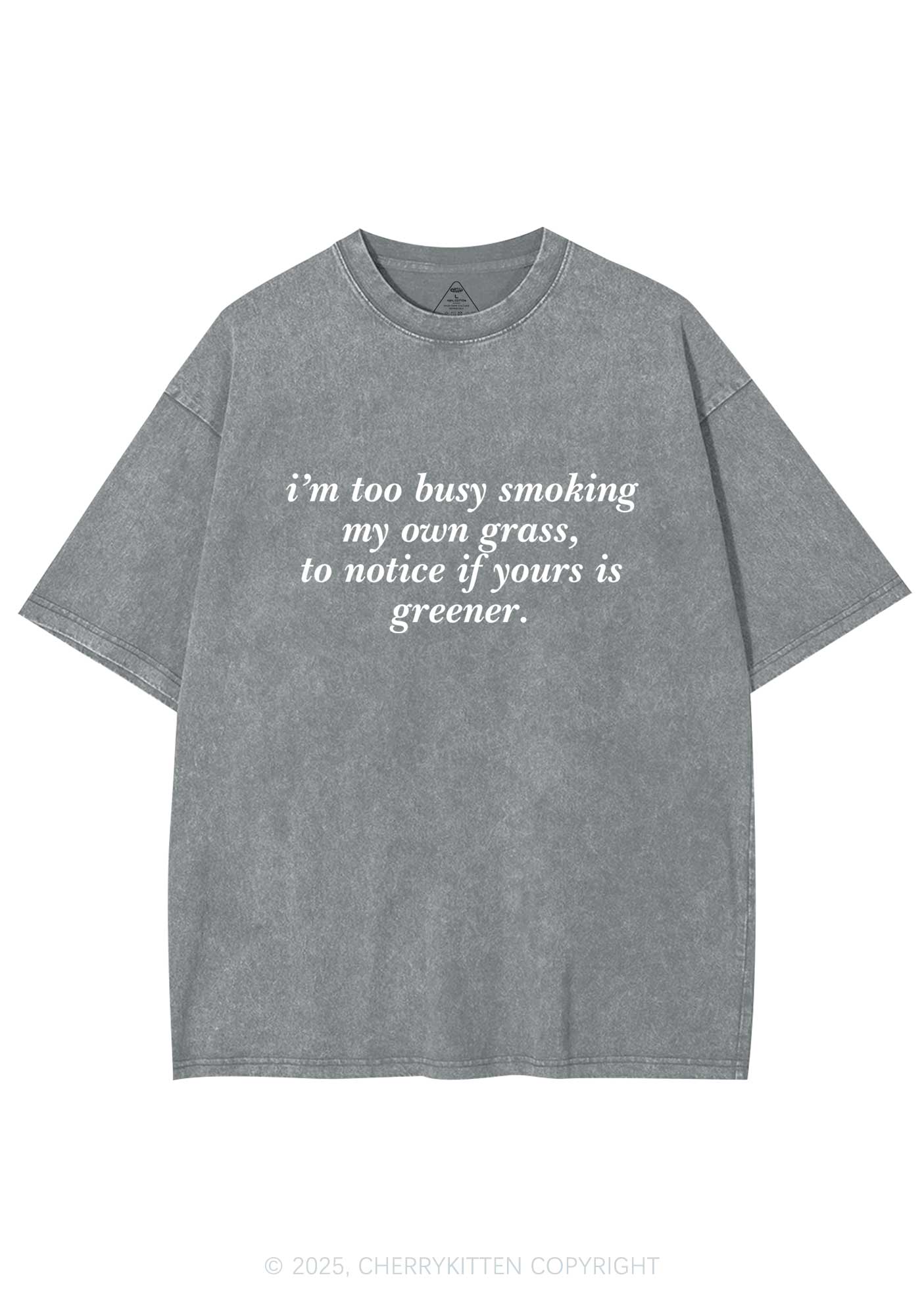 Too Busy Smoking Y2K Washed Tee Cherrykitten - Image 8