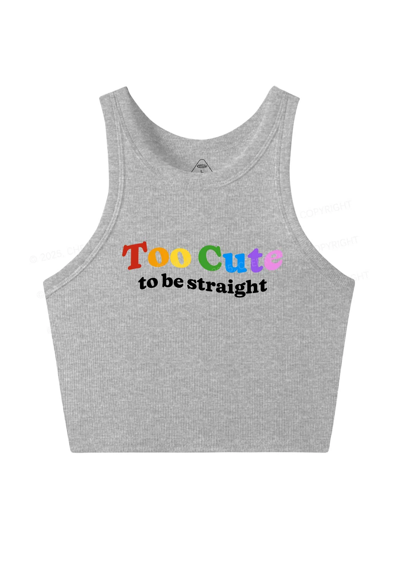 Too Cute To Be Straight Pride Y2K Crop Tank Top Cherrykitten - Image 4
