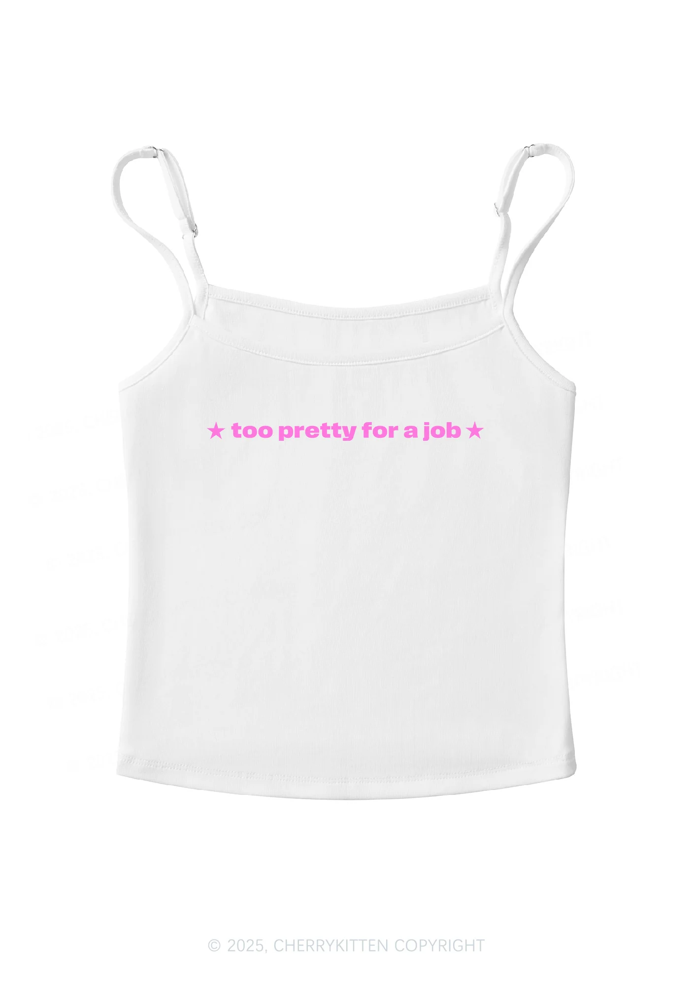 Too Pretty For Job Y2K Spaghetti Strap Cami Cherrykitten - Image 3