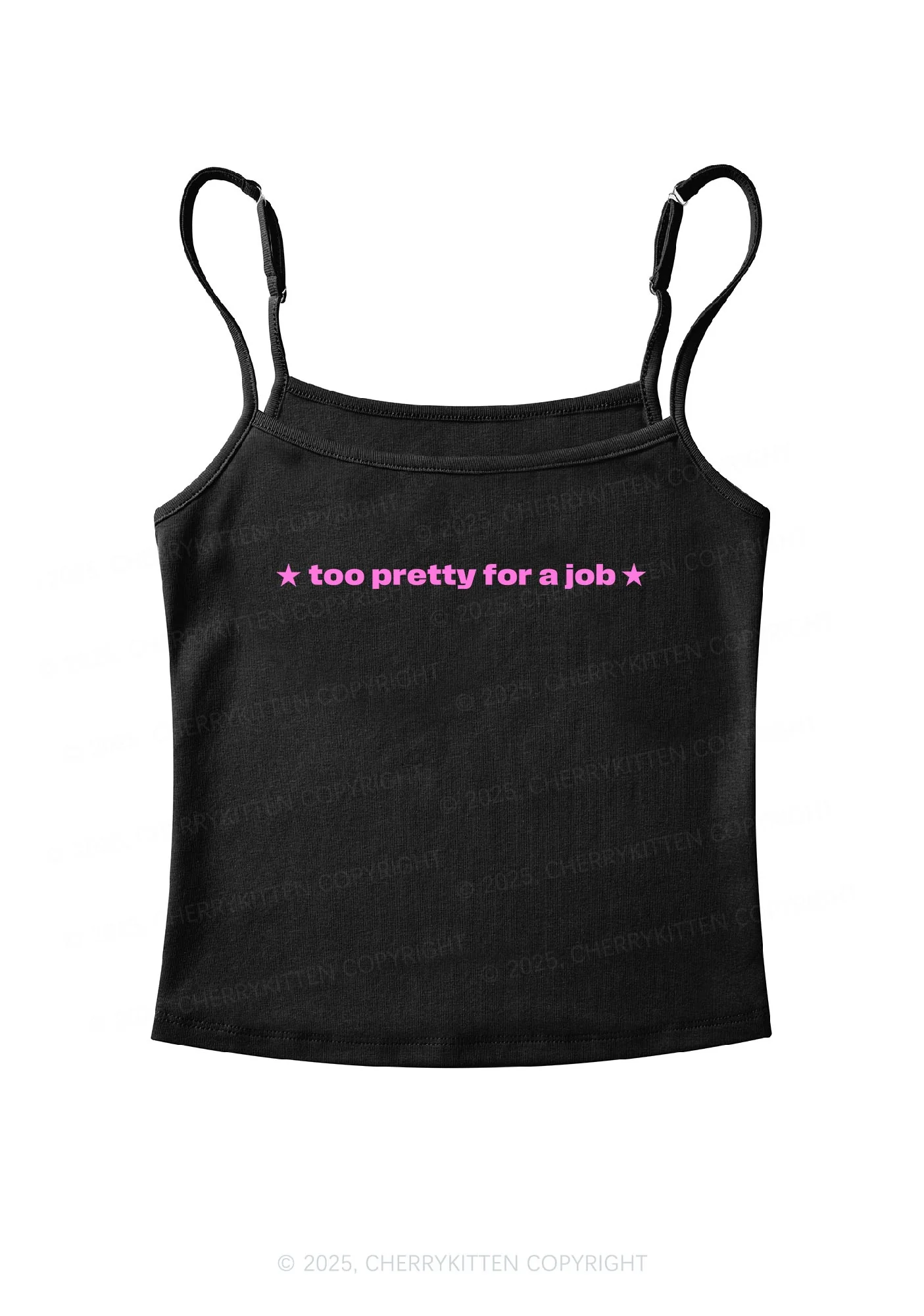 Too Pretty For Job Y2K Spaghetti Strap Cami Cherrykitten - Image 4