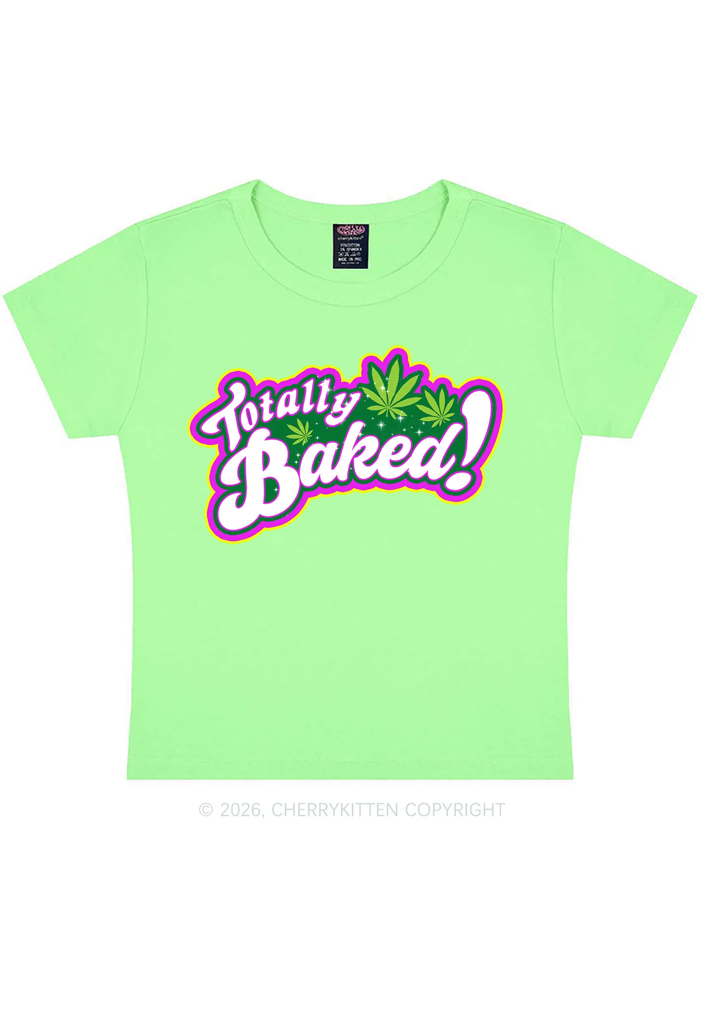 Totally Baked Y2K Baby Tee Cherrykitten - Image 10