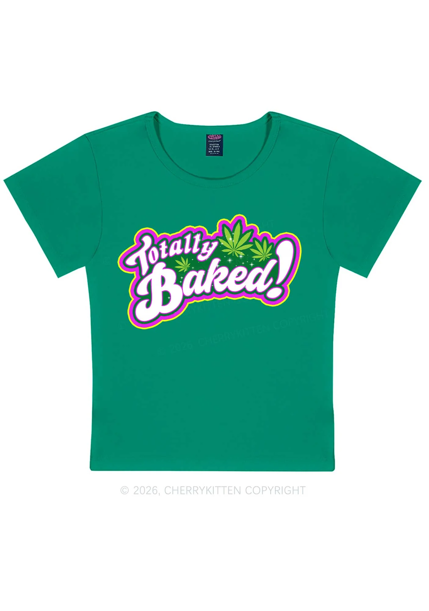 Totally Baked Y2K Baby Tee Cherrykitten - Image 3