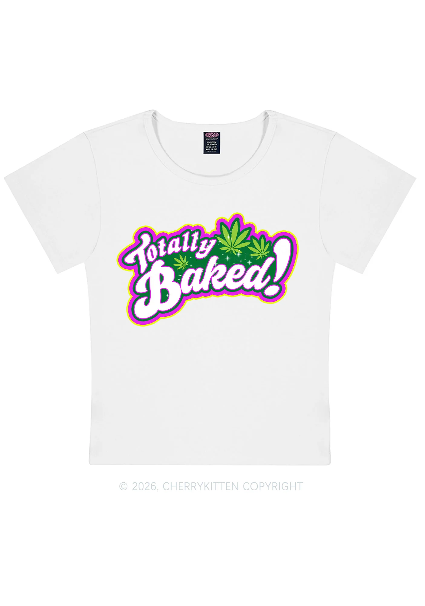 Totally Baked Y2K Baby Tee Cherrykitten - Image 5