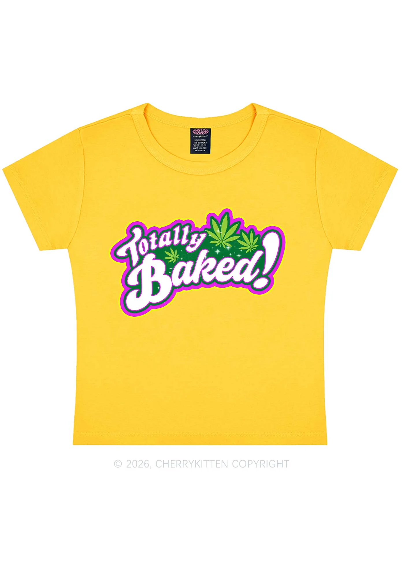 Totally Baked Y2K Baby Tee Cherrykitten - Image 6